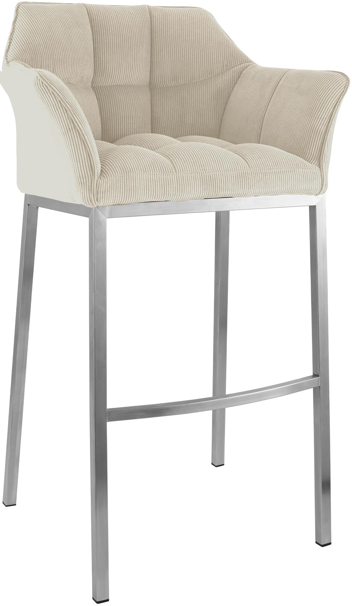 CLP Barhocker mit Lehne Damaso, Barstuhl gepolstert mit Cordbezug, Vierfu&szlig;gestell aus Metall, Tresenhocker bis 240 kg belastbar - Bild 1