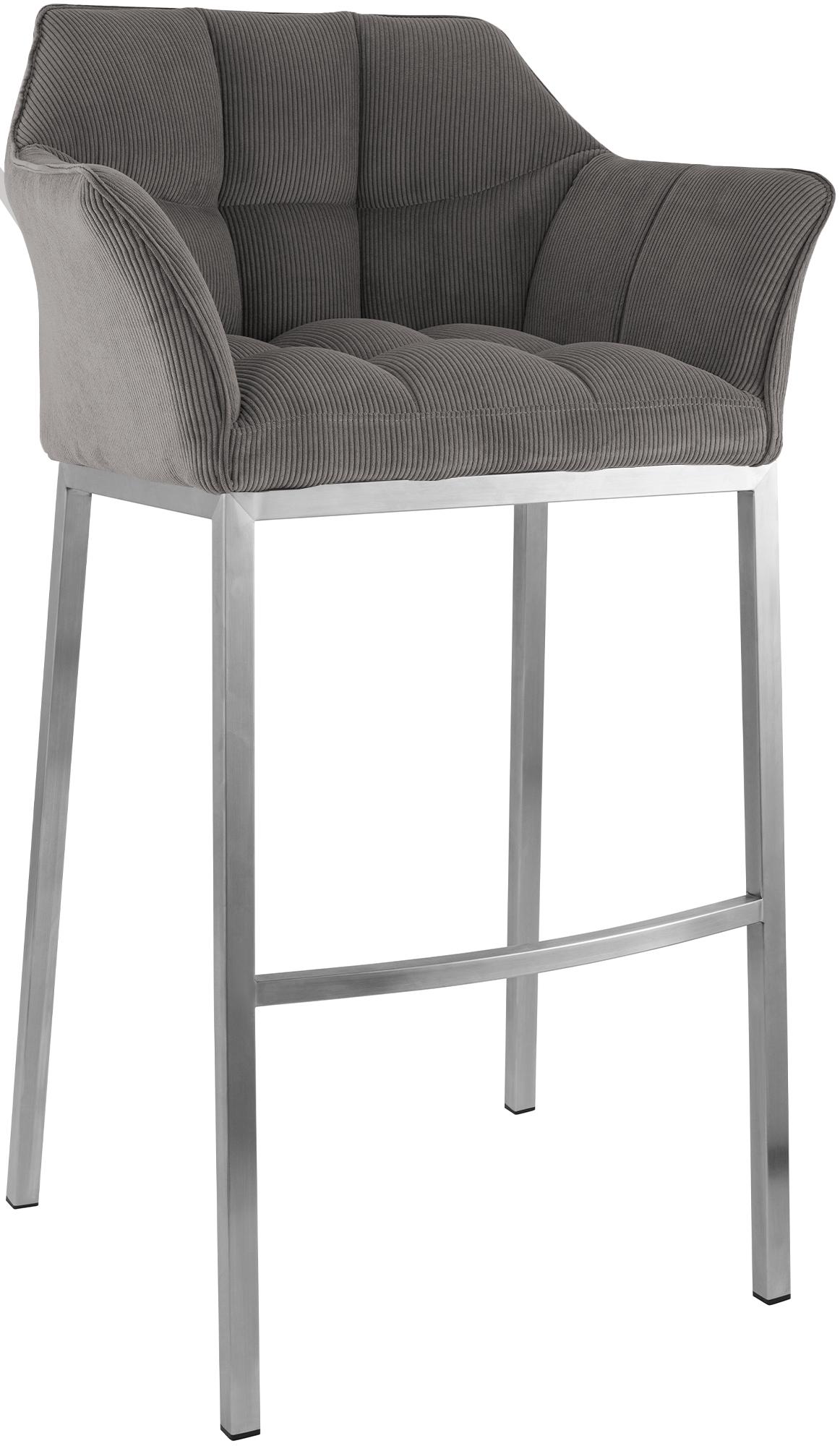 CLP Barhocker mit Lehne Damaso, Barstuhl gepolstert mit Cordbezug, Vierfu&szlig;gestell aus Metall, Tresenhocker bis 240 kg belastbar - Bild 1