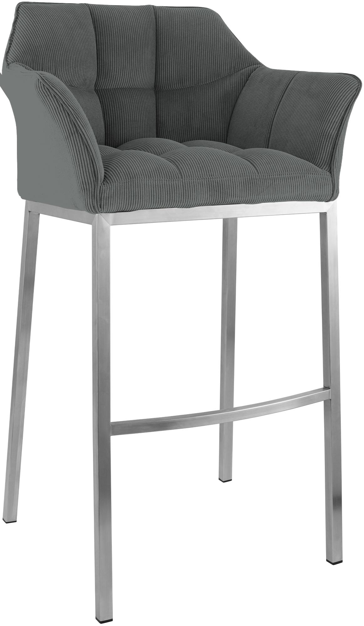 CLP Barhocker mit Lehne Damaso, Barstuhl gepolstert mit Cordbezug, Vierfu&szlig;gestell aus Metall, Tresenhocker bis 240 kg belastbar - Bild 1