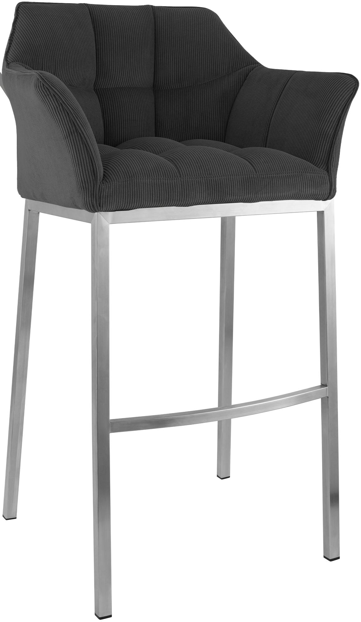 CLP Barhocker mit Lehne Damaso, Barstuhl gepolstert mit Cordbezug, Vierfu&szlig;gestell aus Metall, Tresenhocker bis 240 kg belastbar - Bild 1