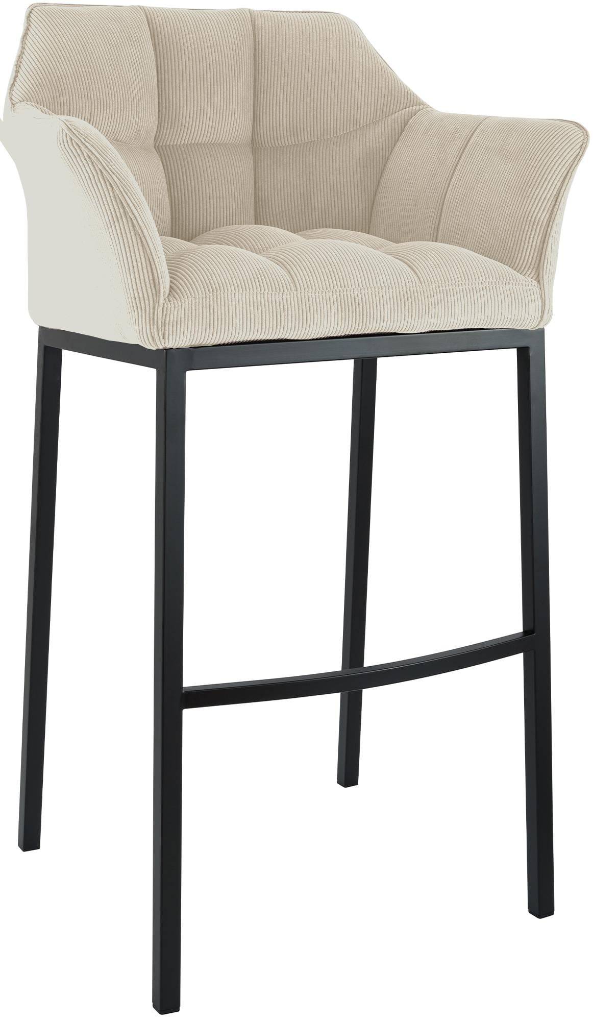 CLP Barhocker mit Lehne Damaso, Barstuhl gepolstert mit Cordbezug, Vierfu&szlig;gestell aus Metall, Tresenhocker bis 240 kg belastbar - Bild 1