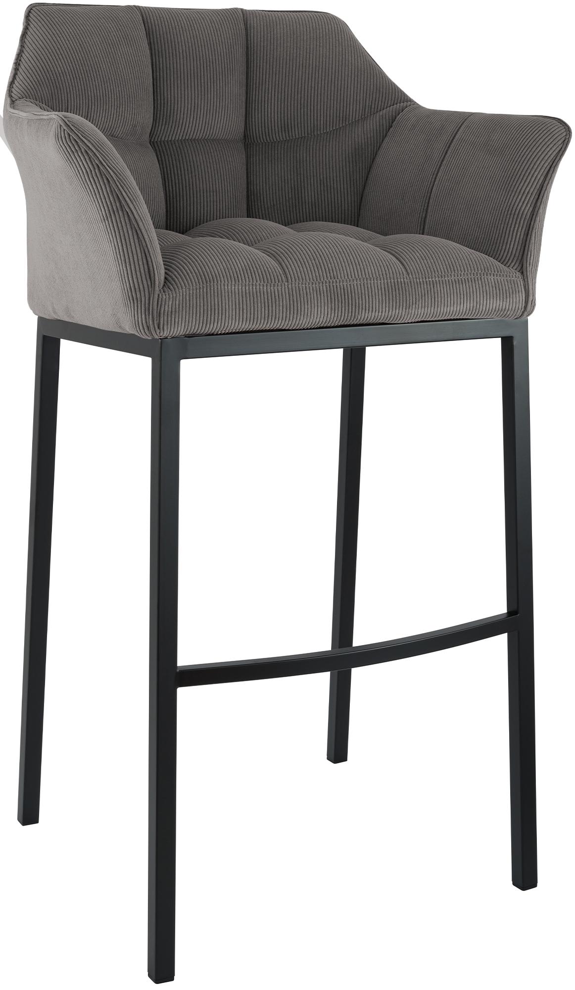 CLP Barhocker mit Lehne Damaso, Barstuhl gepolstert mit Cordbezug, Vierfu&szlig;gestell aus Metall, Tresenhocker bis 240 kg belastbar - Bild 1