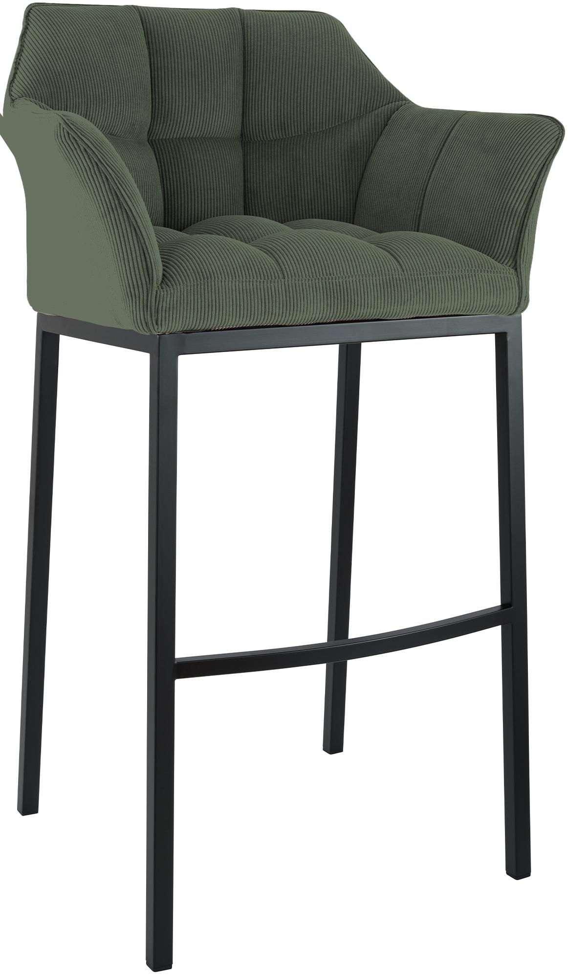 CLP Barhocker mit Lehne Damaso, Barstuhl gepolstert mit Cordbezug, Vierfu&szlig;gestell aus Metall, Tresenhocker bis 240 kg belastbar - Bild 1