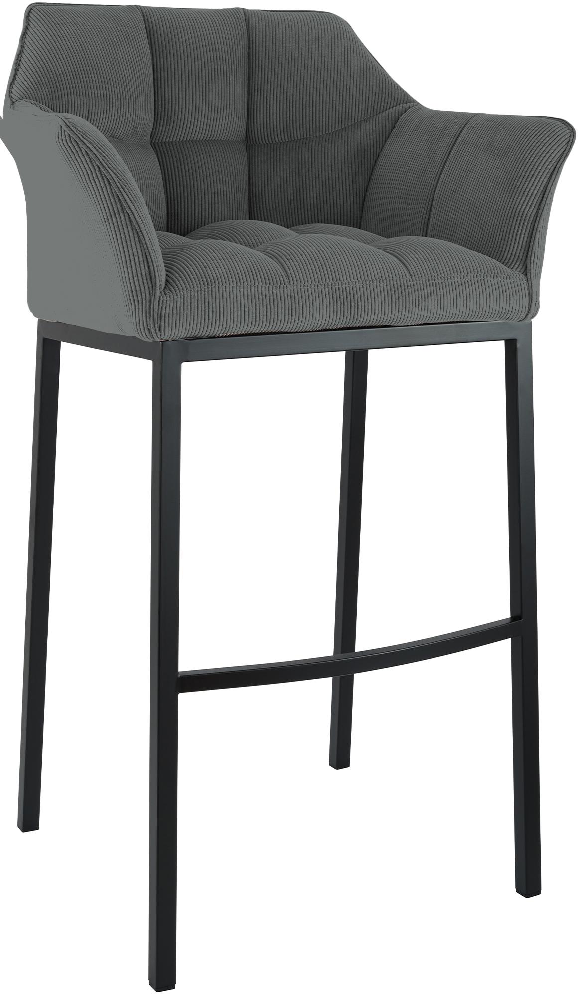 CLP Barhocker mit Lehne Damaso, Barstuhl gepolstert mit Cordbezug, Vierfu&szlig;gestell aus Metall, Tresenhocker bis 240 kg belastbar - Bild 1