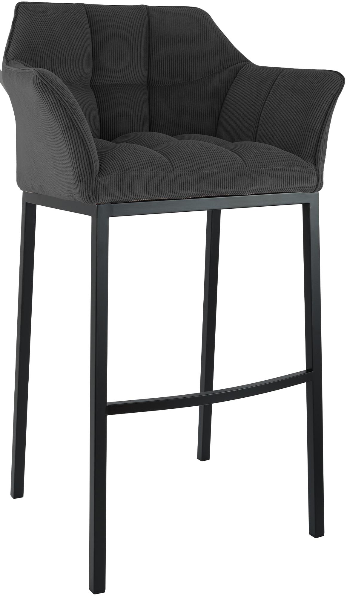 CLP Barhocker mit Lehne Damaso, Barstuhl gepolstert mit Cordbezug, Vierfu&szlig;gestell aus Metall, Tresenhocker bis 240 kg belastbar - Bild 1