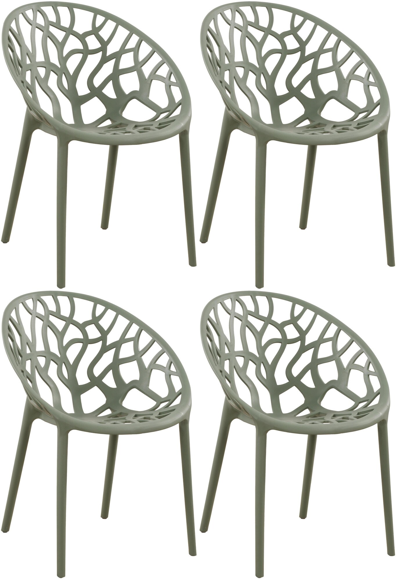 CLP Gartenstuhl 4er Set, stapelbar und wetterfest, modern mit nicht verstellbaren Armlehnen, Gestell Kunststoff, Hope - Bild 1