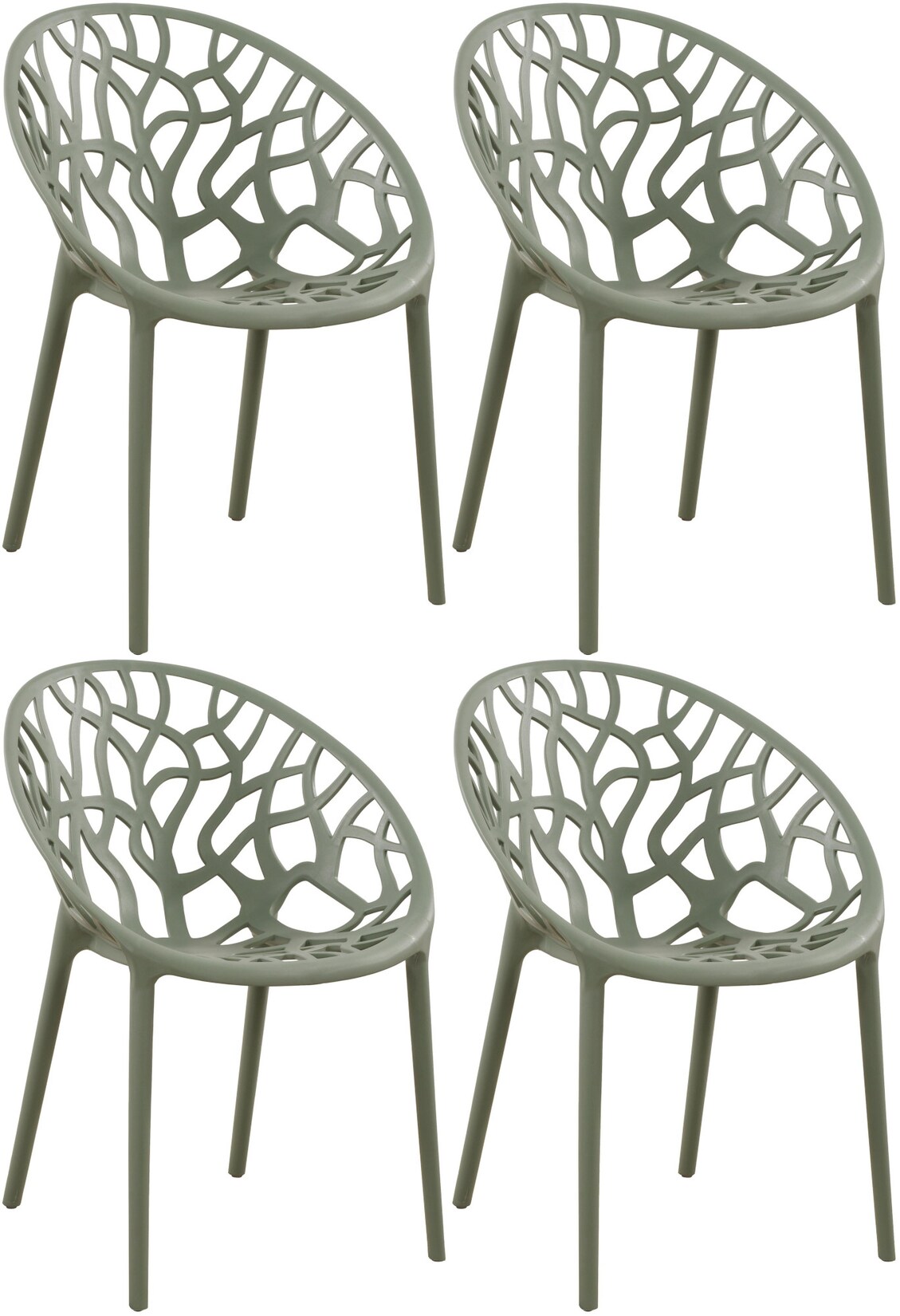 CLP Gartenstuhl 4er Set Hope, stapelbar, wetterfest, modern, mit nicht verstellbaren Armlehnen, Kunststoffgestell, bis 150 kg belastbar | 04255716360214