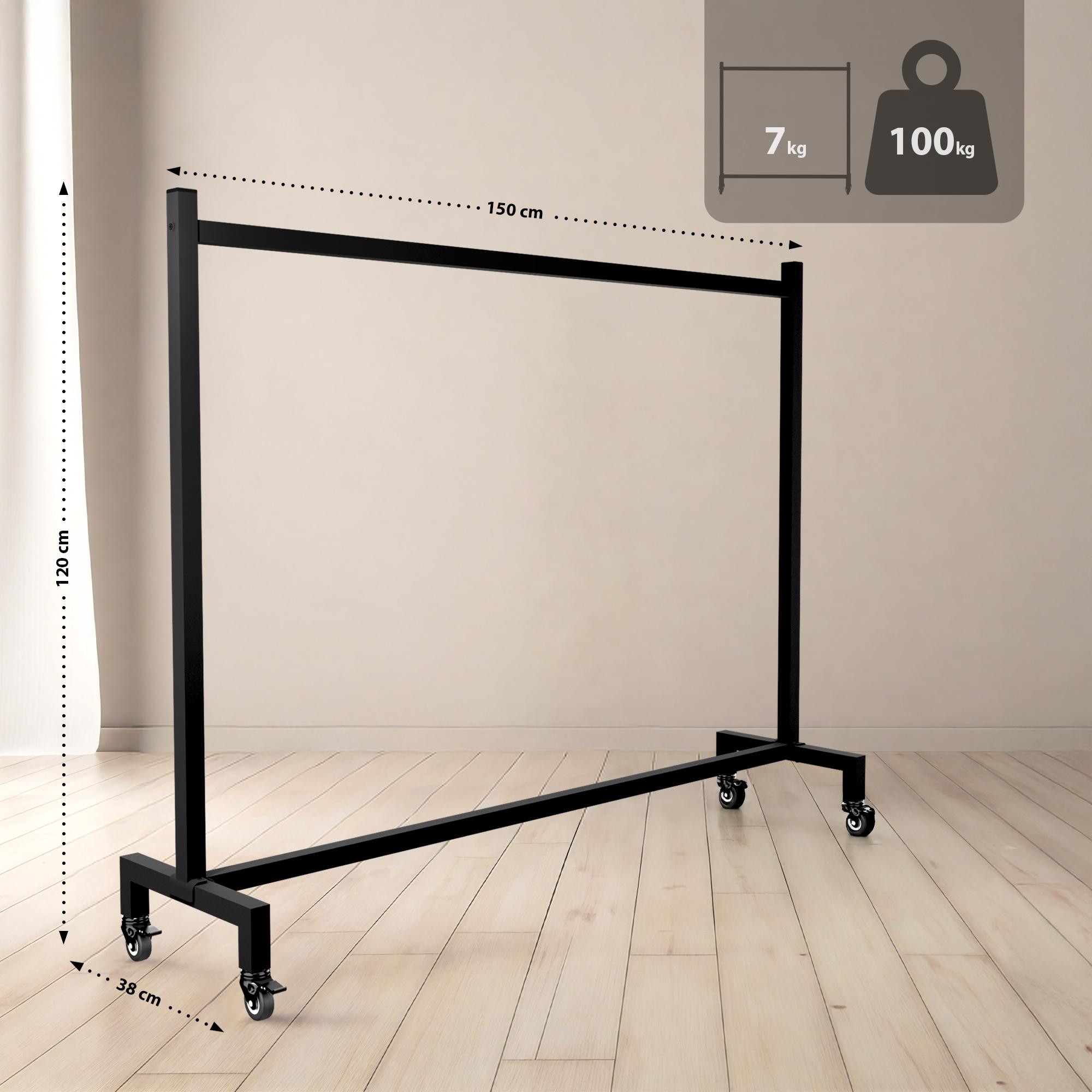 CLP Kleiderständer rollbar Gisborne mit Stahl-Gummirädern, schmaler Garderobenständer für Flur, Schlafzimmer, Ankleide und Boutique, mobil