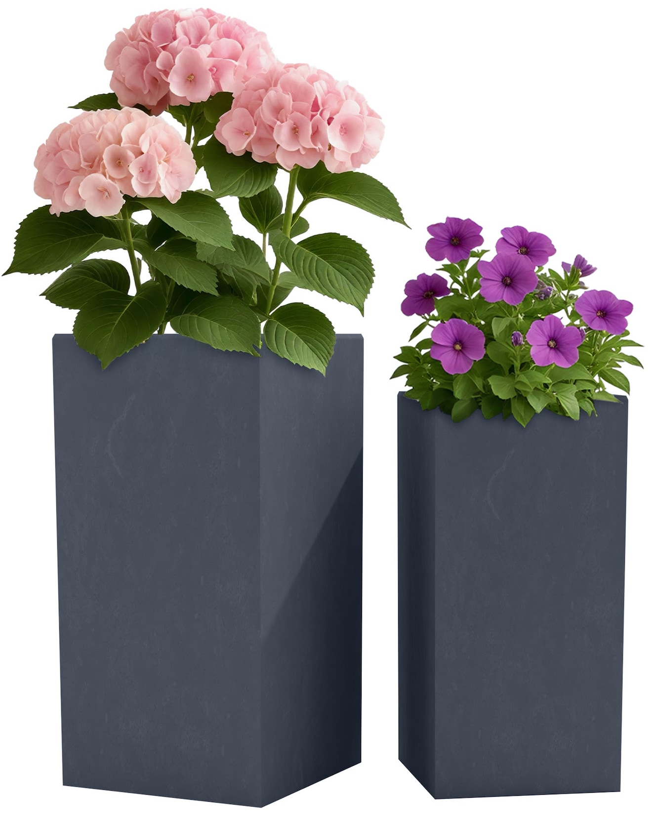 CLP Pflanzkübel groß, 2er Set für außen und innen, Outdoor XXL Blumenkübel eckig, wetterbeständig frostsicher in Steinoptik, winterfest