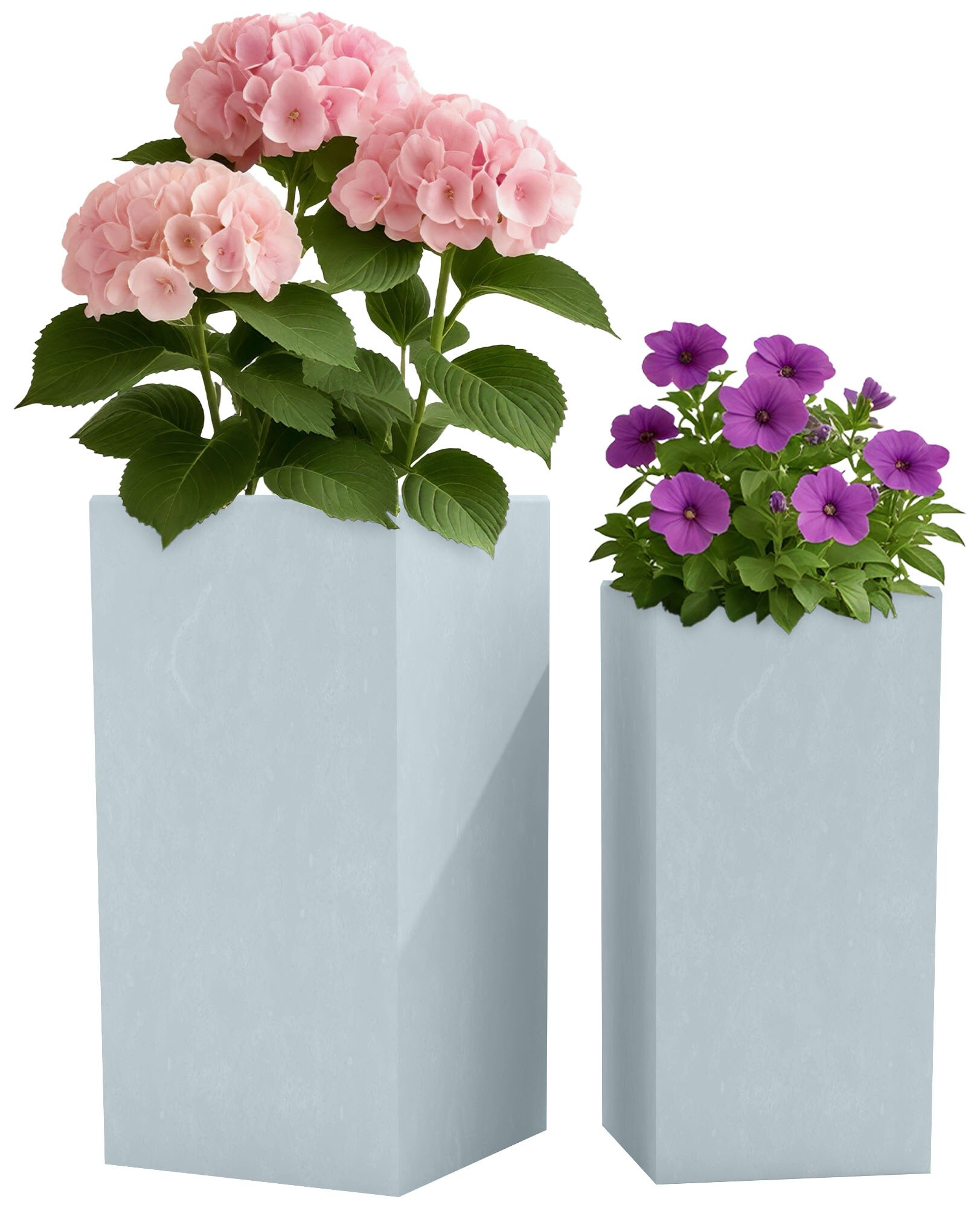 CLP Pflanzk&uuml;bel gro&szlig;, 2er Set f&uuml;r au&szlig;en und innen, Outdoor XXL Blumenk&uuml;bel eckig, wetterbest&auml;ndig frostsicher in Steinoptik, winterfest - Bild 1