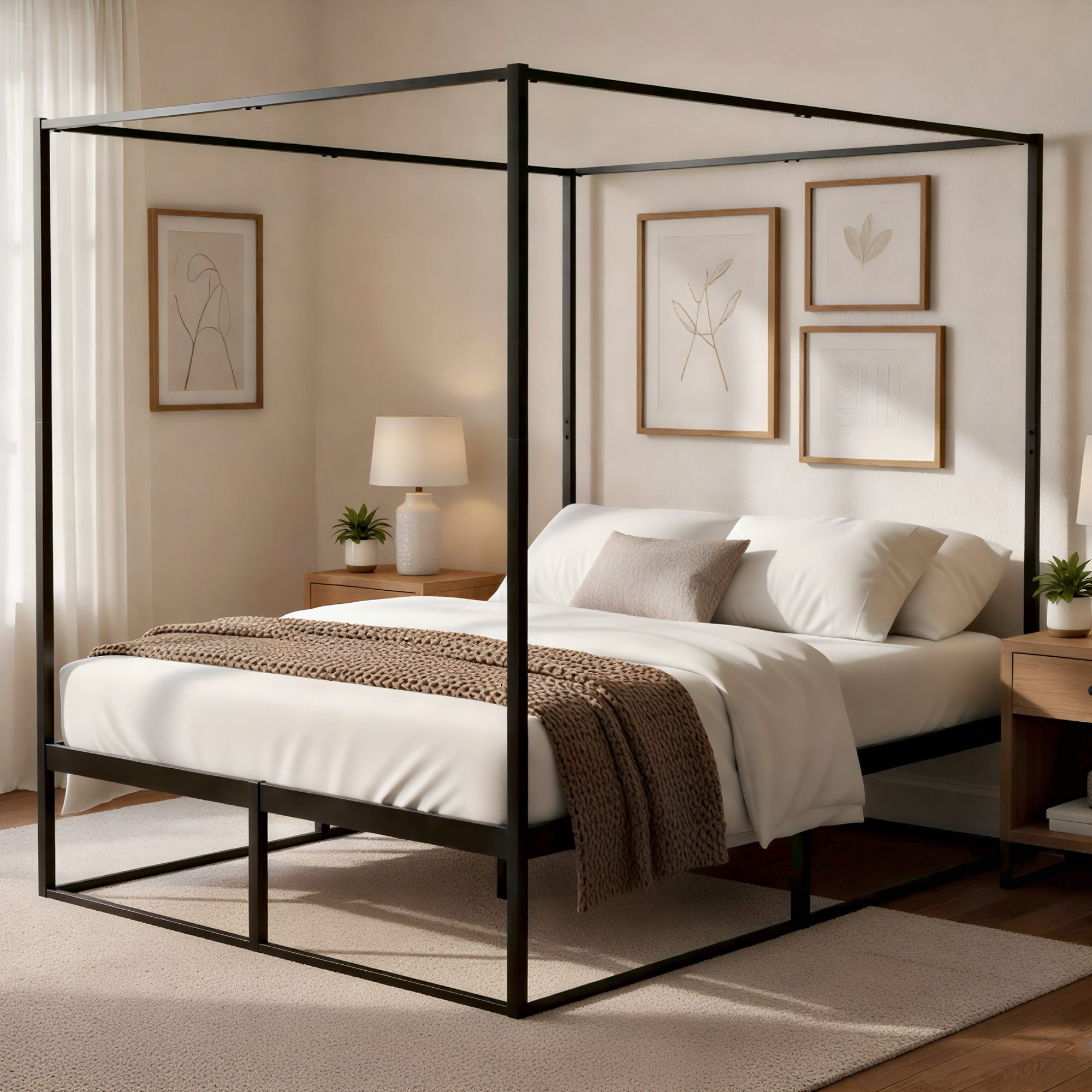 CLP Himmelbett Gestell Batoni, Doppelbett f&uuml;r Erwachsene, Bettgestell und Lattenrost aus Metall, Metallbett stabil - Bild 1