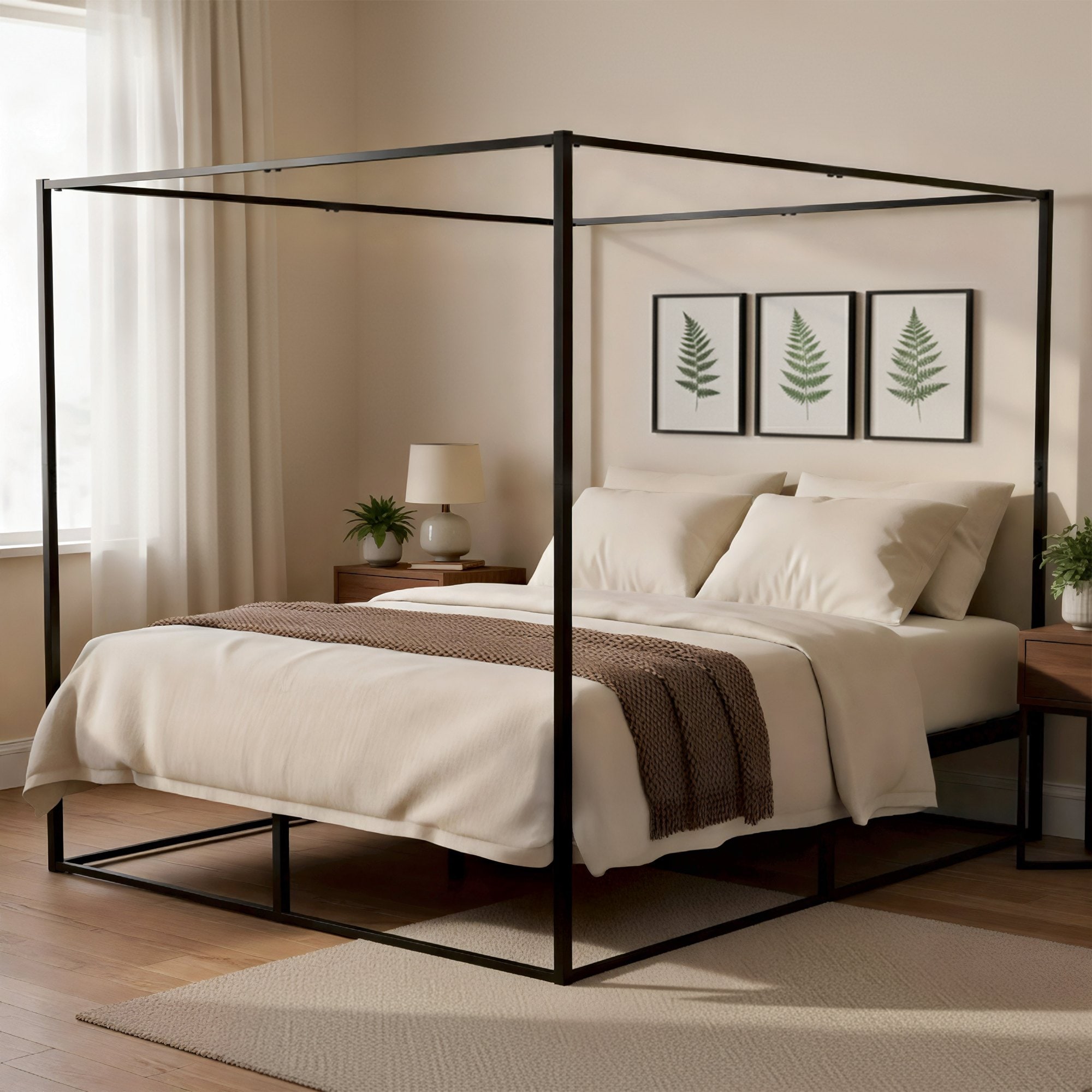 CLP Himmelbett Gestell Batoni, Doppelbett f&uuml;r Erwachsene, Bettgestell und Lattenrost aus Metall, Metallbett stabil - Bild 1