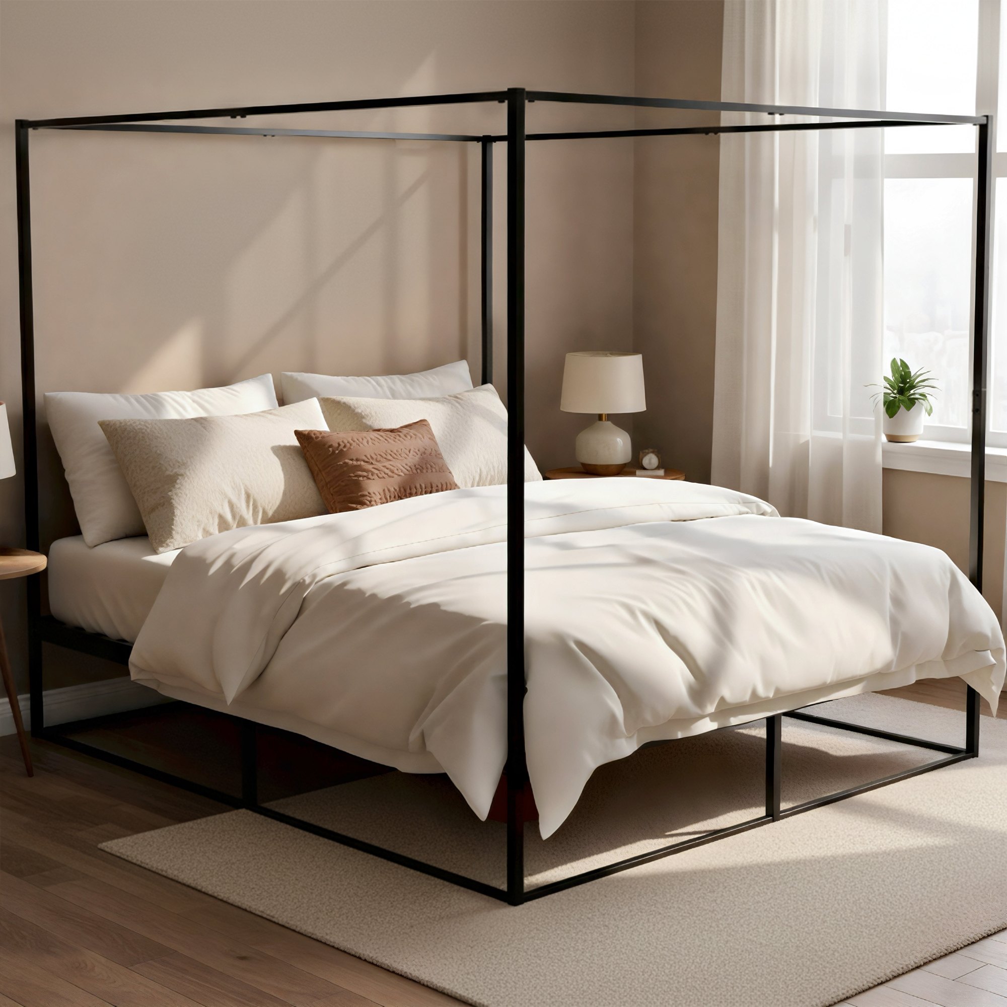 CLP Himmelbett Gestell Batoni, Doppelbett f&uuml;r Erwachsene, Bettgestell und Lattenrost aus Metall, Metallbett stabil - Bild 1