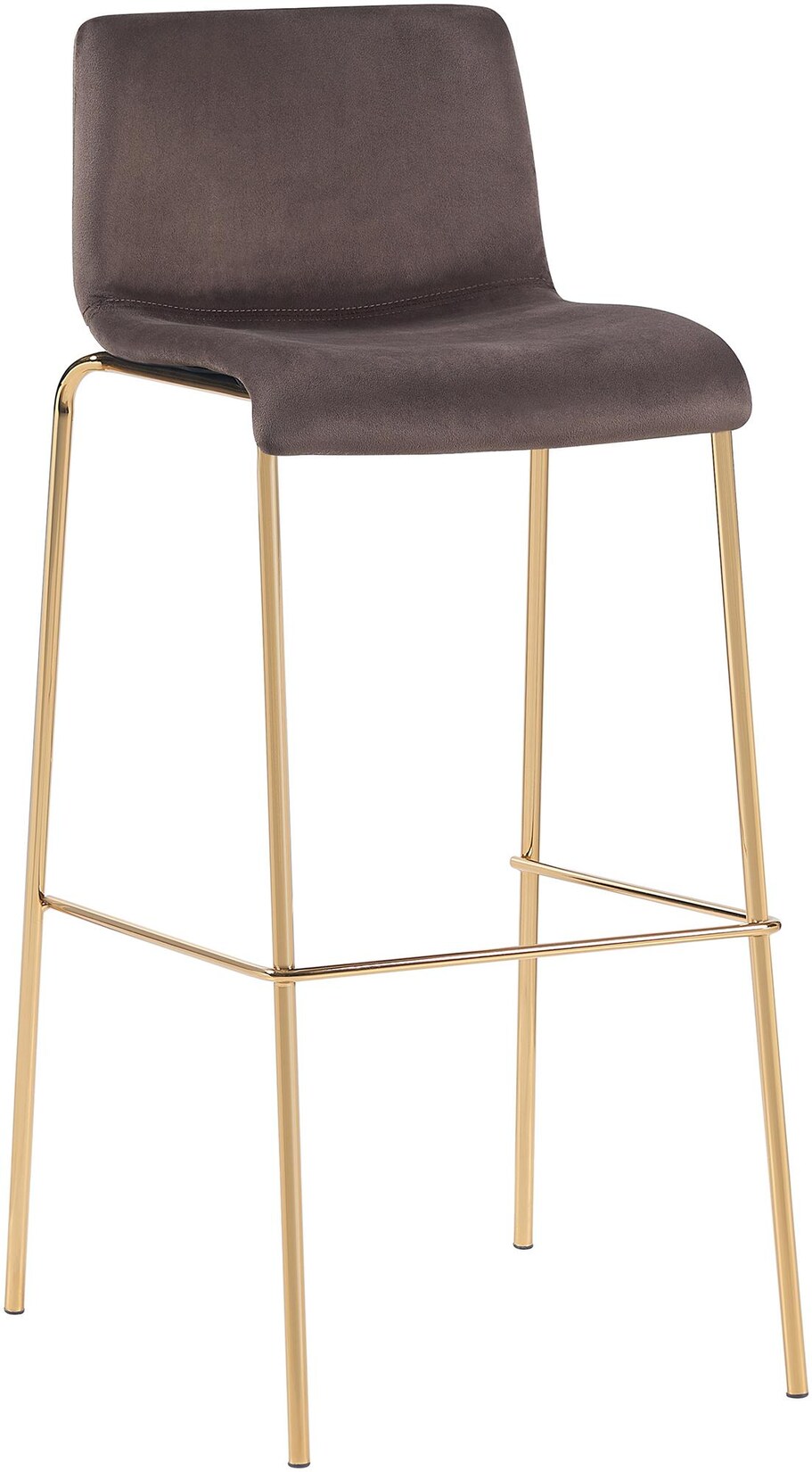 CLP Barhocker Hoover Samtbezug I Barstuhl mit Rückenlehne und Fußstütze I Tresenstuhl mit Metallgestell in Gold-Optik