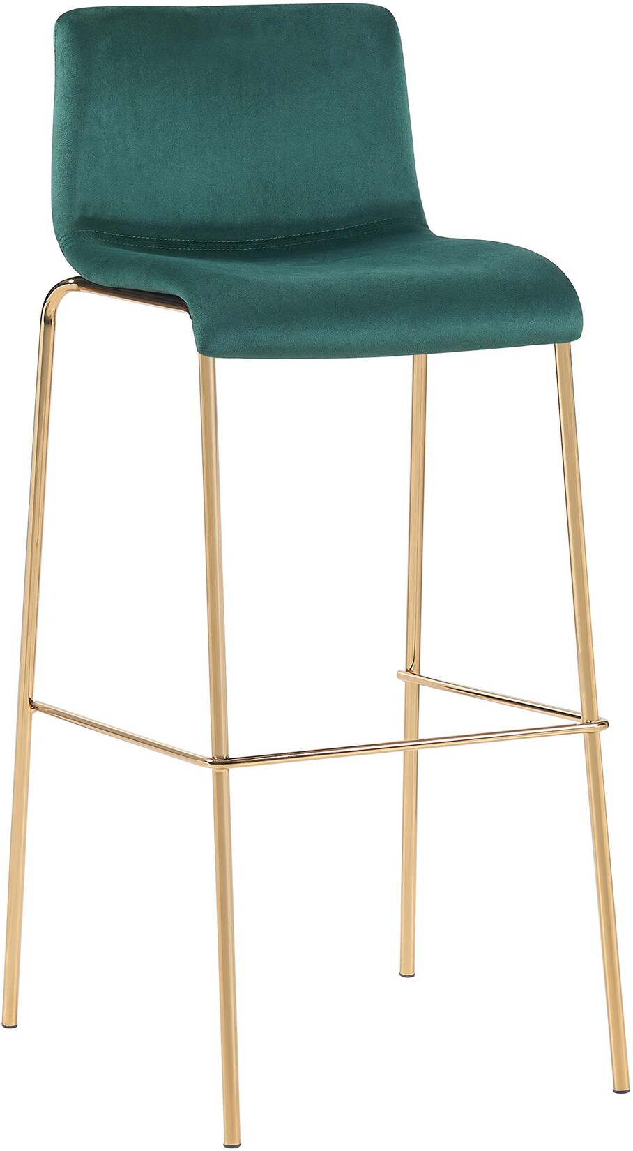 CLP Barhocker Hoover Samtbezug I Barstuhl mit Rückenlehne und Fußstütze I Tresenstuhl mit Metallgestell in Gold-Optik