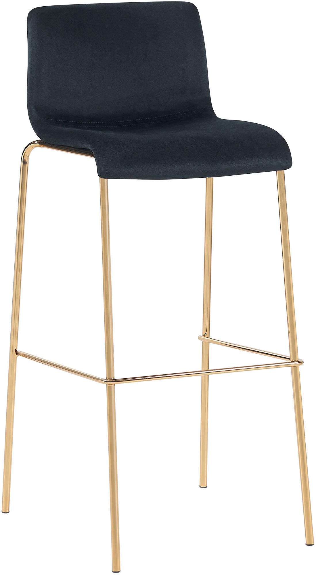 CLP Barhocker Hoover Samtbezug I Barstuhl mit R&uuml;ckenlehne und Fu&szlig;st&uuml;tze I Tresenstuhl mit Metallgestell in Gold-Optik - Bild 1