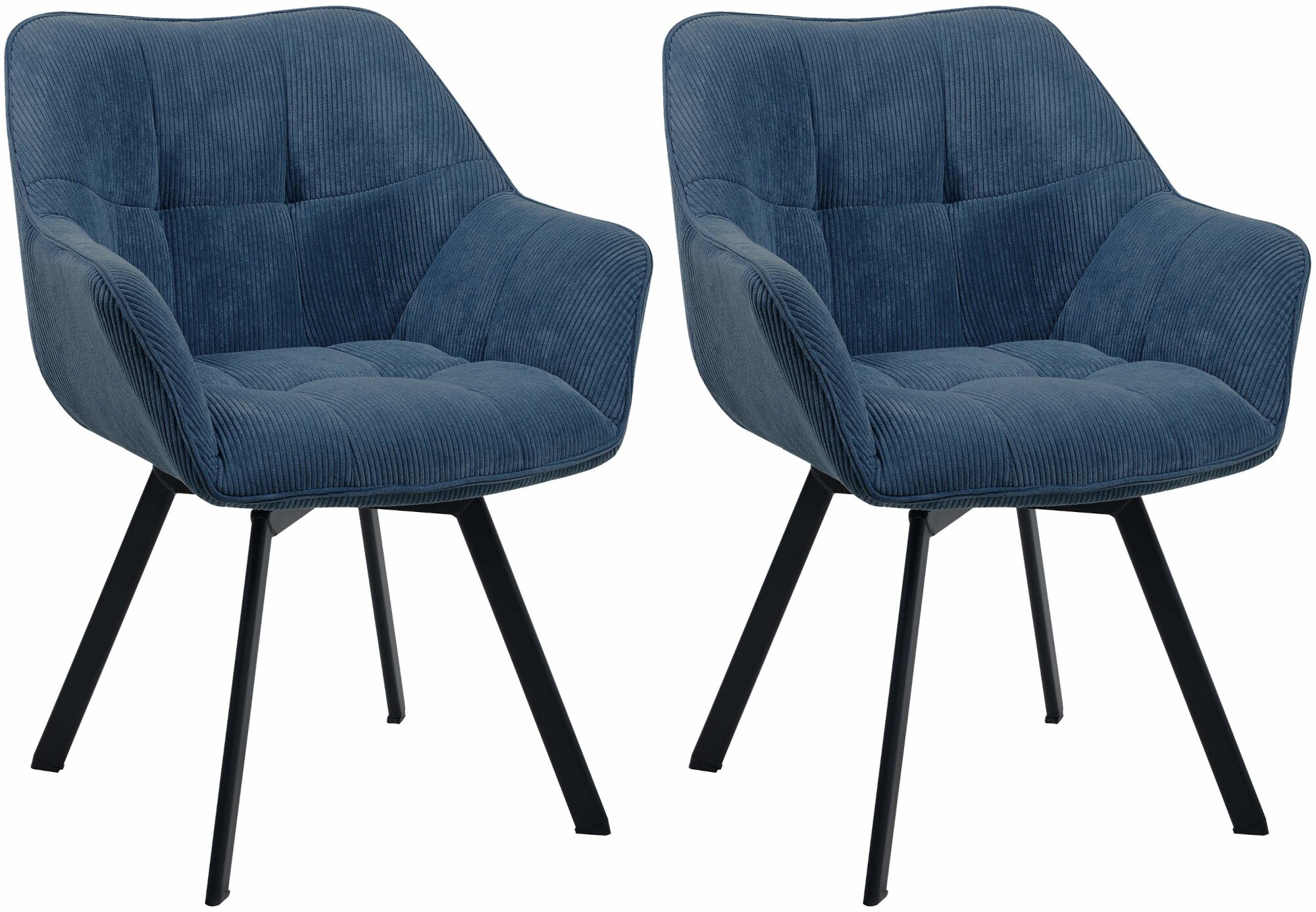 CLP Esszimmerstuhl 2er Set ergonomisch Jordi Cord, drehbar mit Armlehnen, Polstersessel, 4-Fu&szlig;-Metallgestell, bis 150 kg, mit Bodenschonern - Bild 1