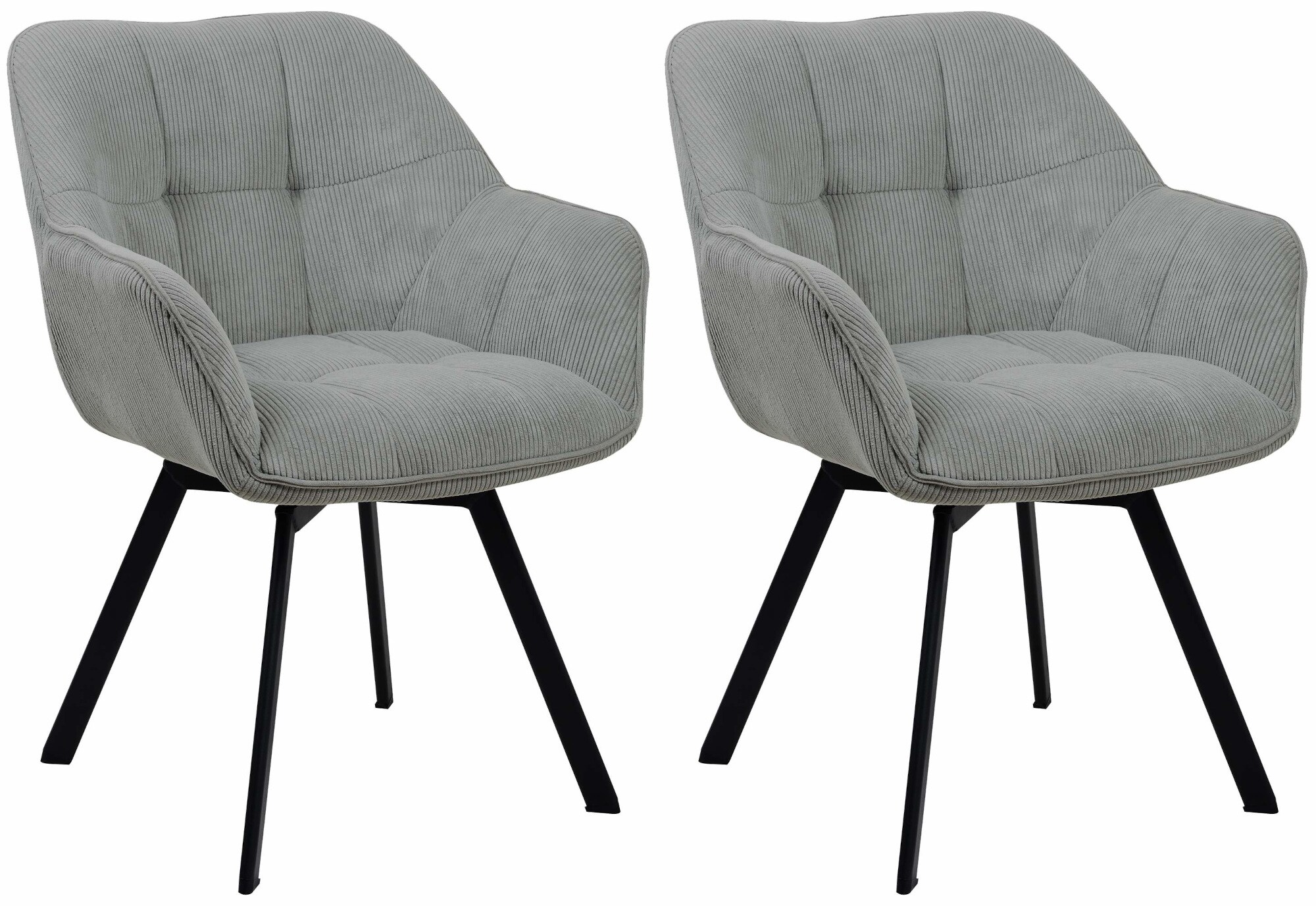 CLP Esszimmerstuhl 2er Set ergonomisch Jordi Cord, drehbar mit Armlehnen, Polstersessel, 4-Fu&szlig;-Metallgestell, bis 150 kg, mit Bodenschonern - Bild 1