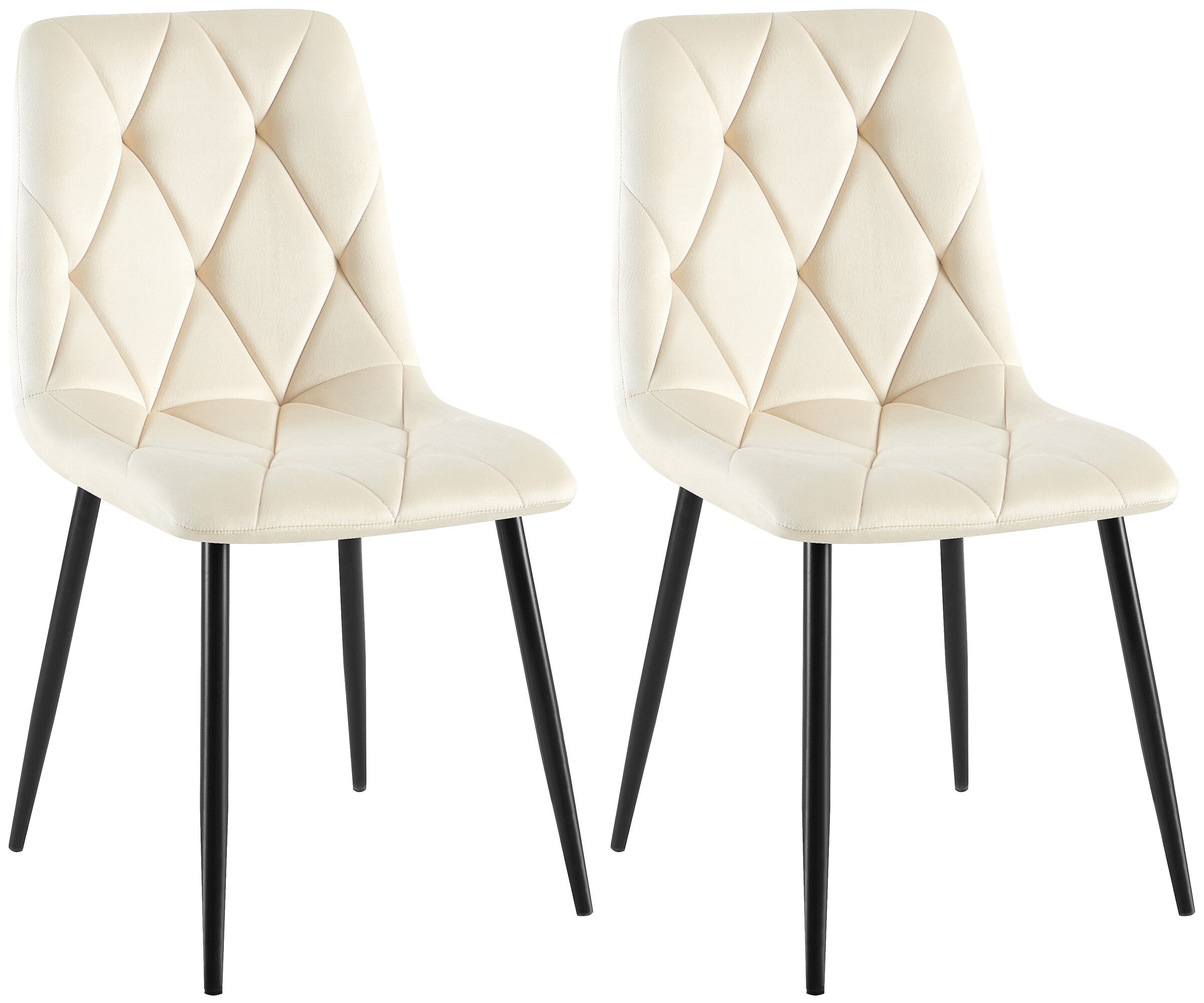 CLP Esszimmerstuhl 2er Set Clairton, K&uuml;chenstuhl gepolstert mit gestepptem Bezug, mit schwarzem Metallgestell, bis 150 kg belastbar - Bild 1