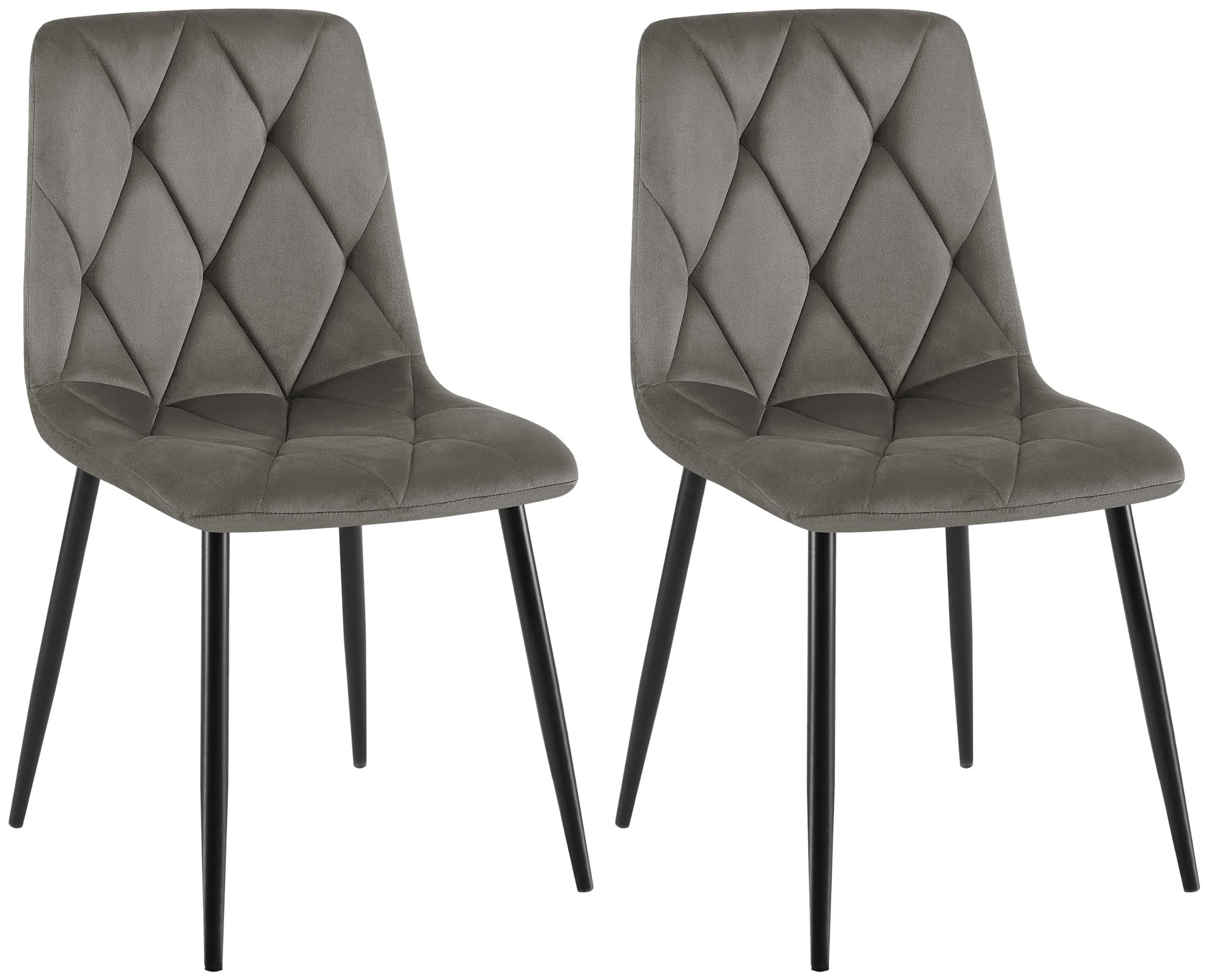 CLP Esszimmerstuhl 2er Set Clairton, K&uuml;chenstuhl gepolstert mit gestepptem Bezug, mit schwarzem Metallgestell, bis 150 kg belastbar - Bild 1