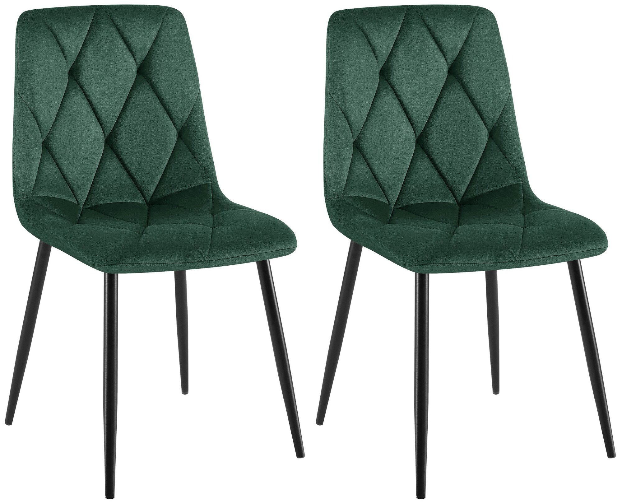 CLP Esszimmerstuhl 2er Set Clairton, K&uuml;chenstuhl gepolstert mit gestepptem Bezug, mit schwarzem Metallgestell, bis 150 kg belastbar - Bild 1