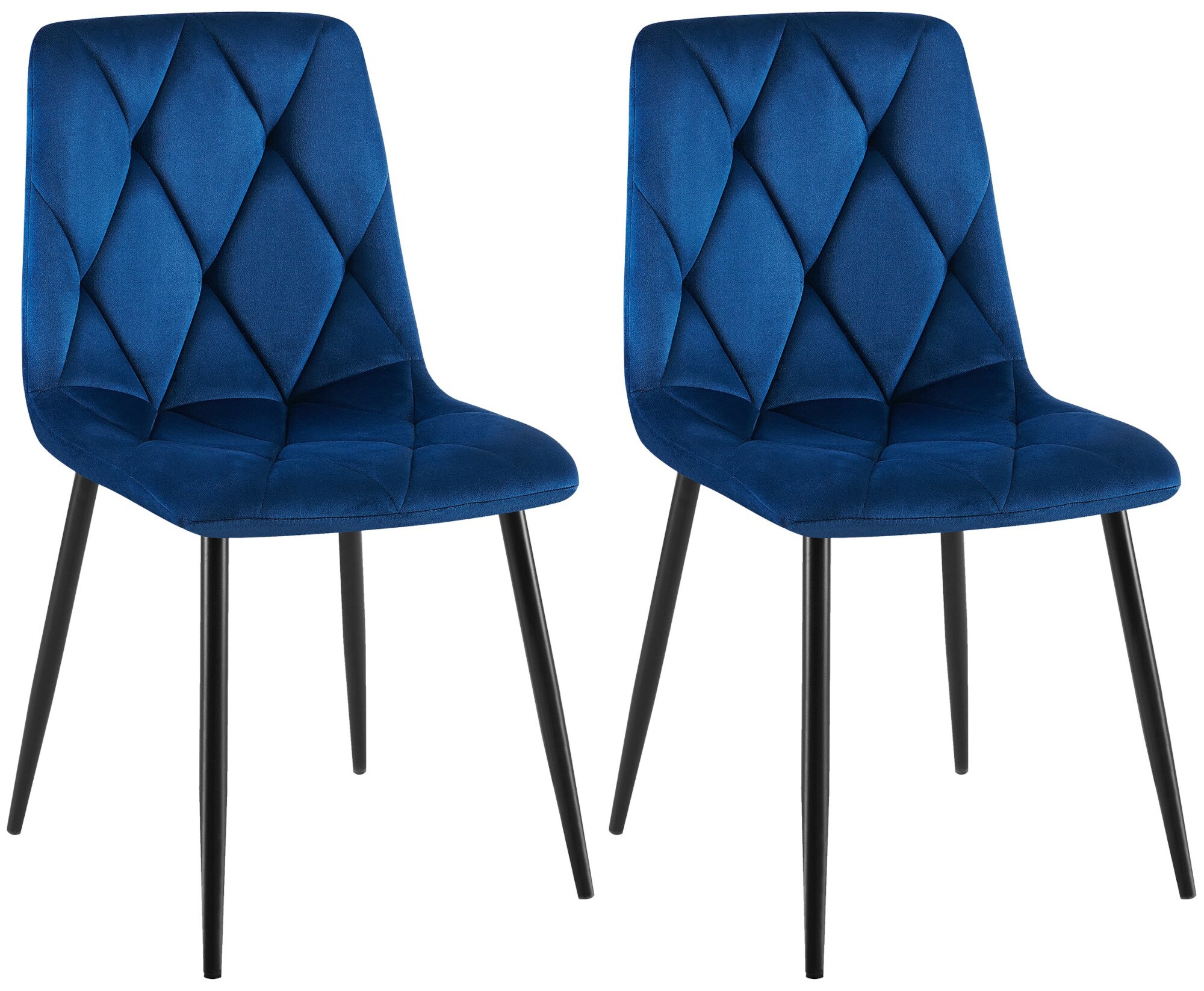 CLP Esszimmerstuhl 2er Set Clairton, K&uuml;chenstuhl gepolstert mit gestepptem Bezug, mit schwarzem Metallgestell, bis 150 kg belastbar - Bild 1