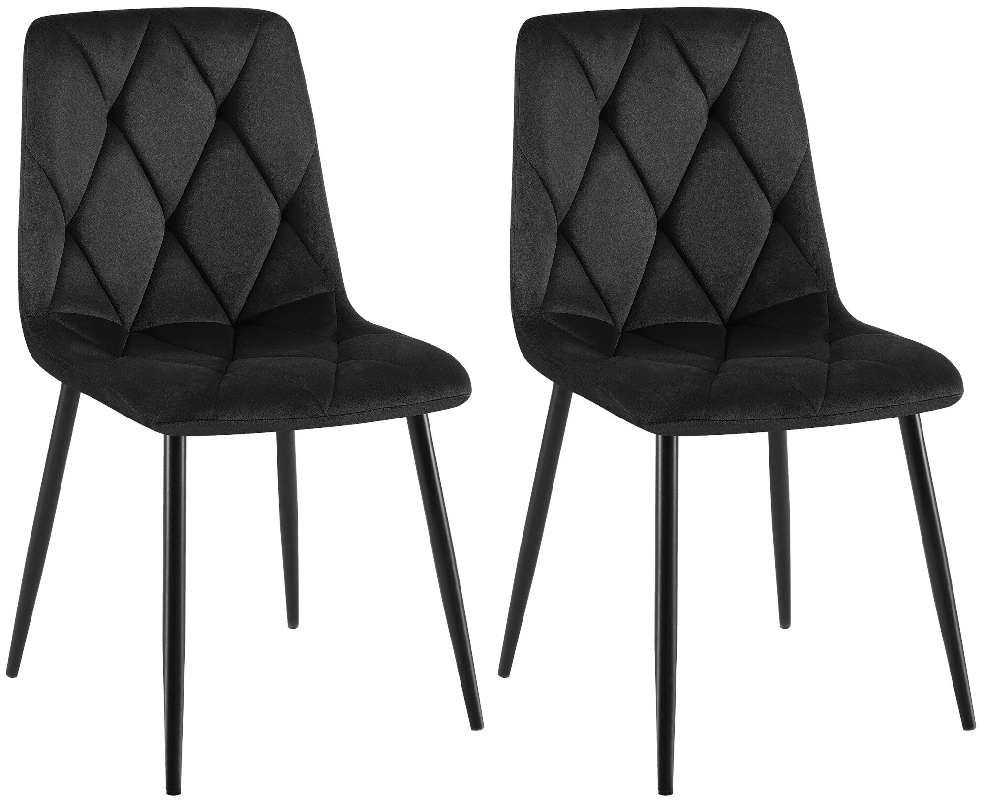 CLP Esszimmerstuhl 2er Set Clairton, K&uuml;chenstuhl gepolstert mit gestepptem Bezug, mit schwarzem Metallgestell, bis 150 kg belastbar - Bild 1