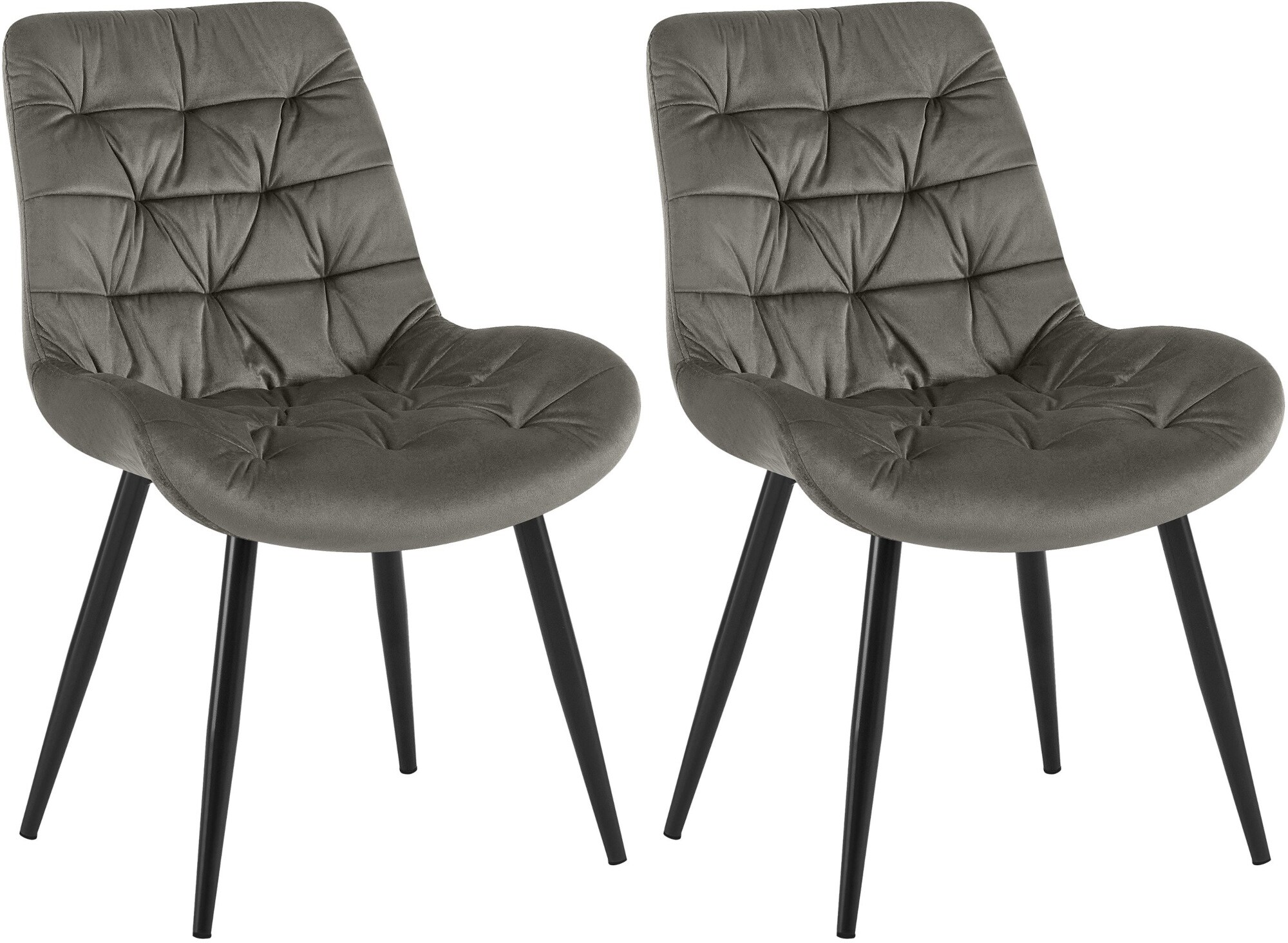 CLP 2er Set Esszimmerstuhl Rossford Samt I Stuhl mit Lehne I Sessel mit Bodenschonern I Bis 150 kg belastbar - Bild 1