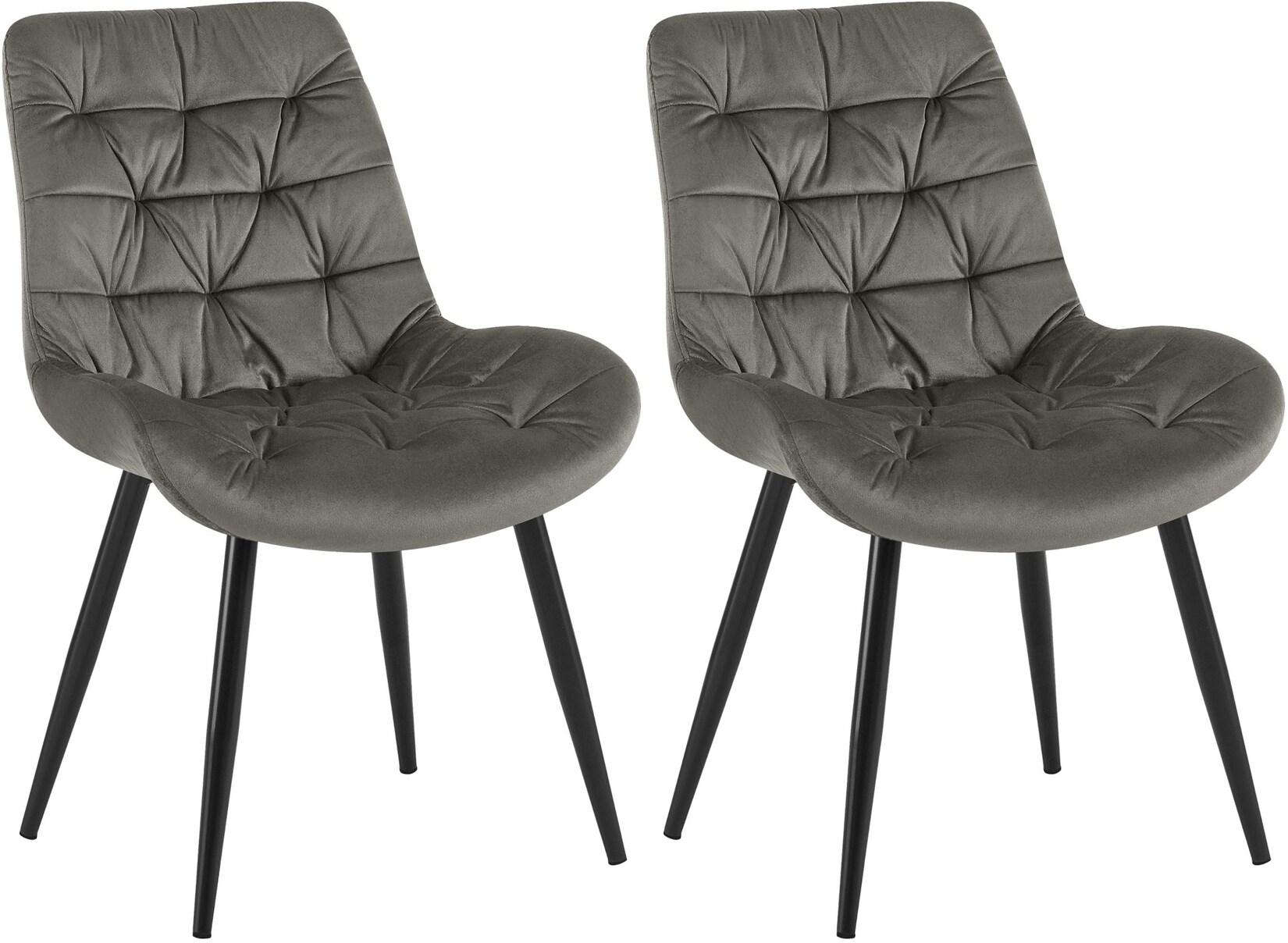 CLP 2er Set Esszimmerstuhl Rossford Samt I Stuhl mit Lehne I Sessel mit Bodenschonern I Bis 150 kg belastbar | 04255716362171