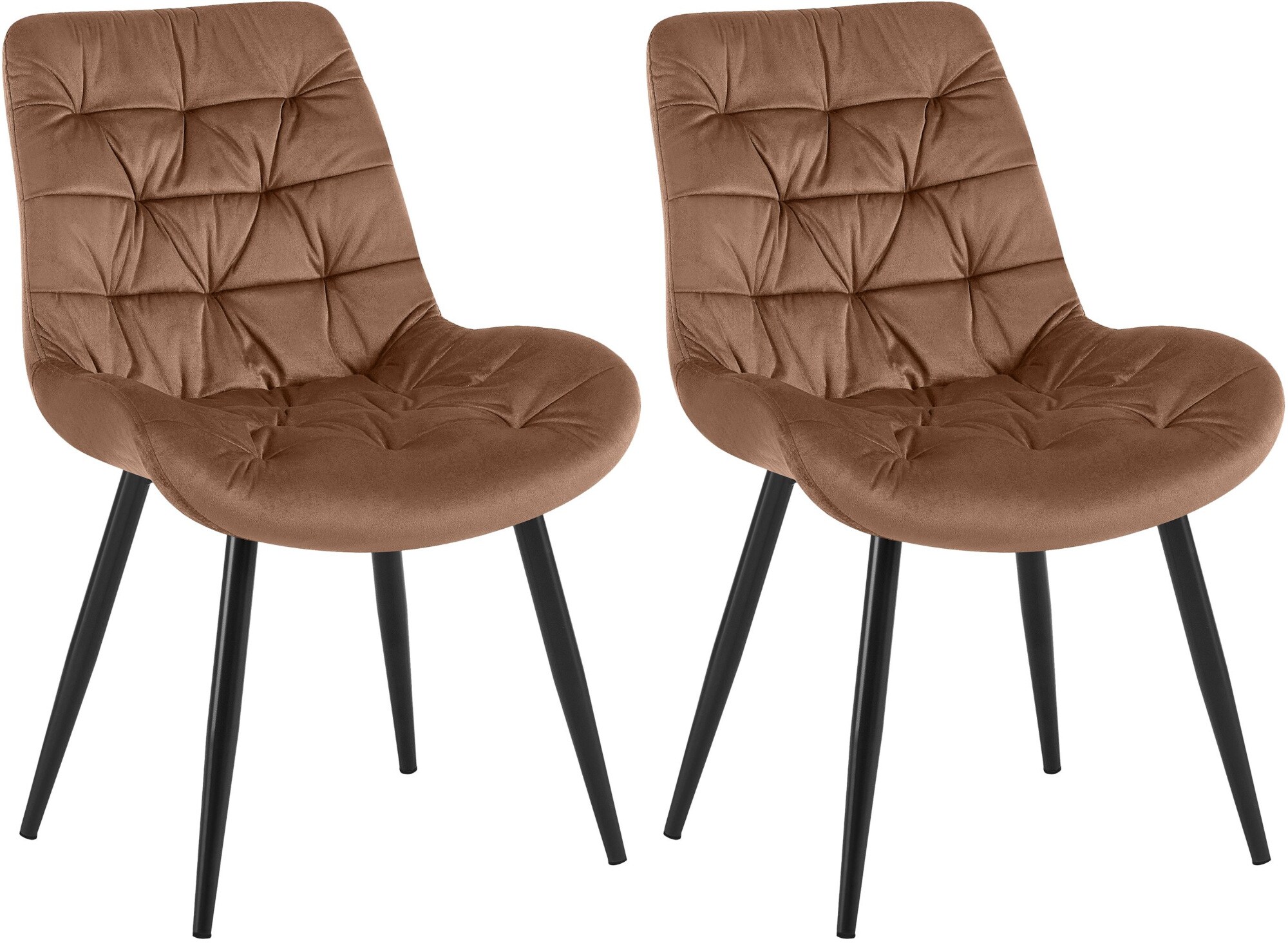 CLP 2er Set Esszimmerstuhl Rossford Samt I Stuhl mit Lehne I Sessel mit Bodenschonern I Bis 150 kg belastbar - Bild 1