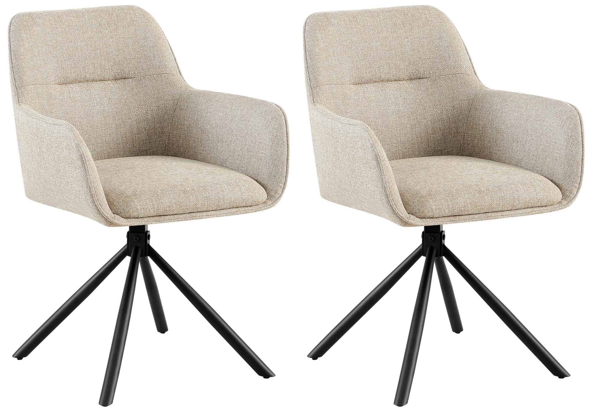 CLP 2er Set Stuhl Tipton Stoffbezug I Schwenkbarer Esszimmerstuhl mit Stoffbezug I Polsterstuhl mit R&uuml;ckenlehne I Sessel - Bild 1