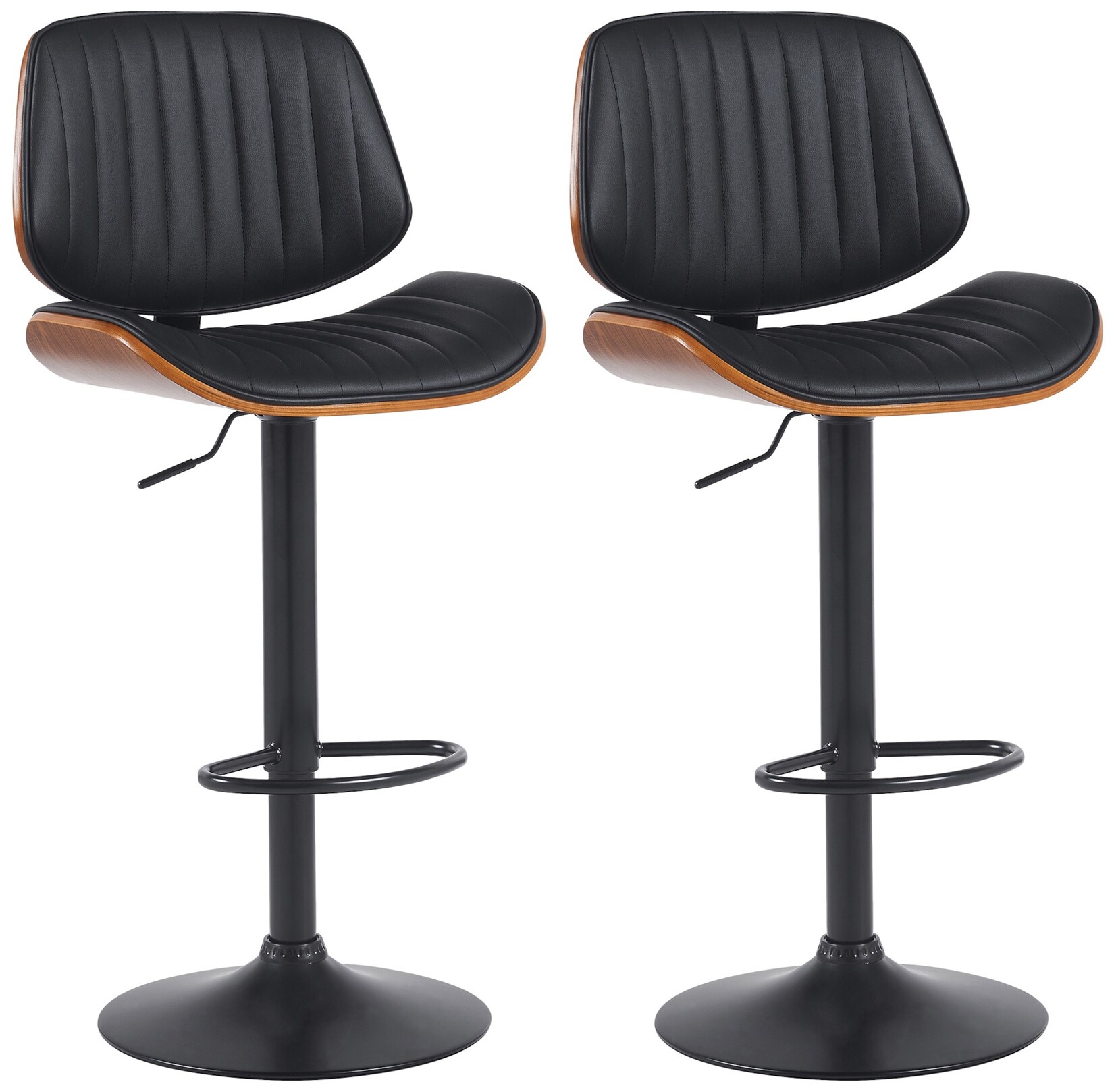 CLP 2er Set Barhocker Clawson Kunstlederbezug I Barstuhl mit Bugholzrahmen höhenverstellbar und drehbar I mit Rückenlehne und Fußstütze | 04255716362577