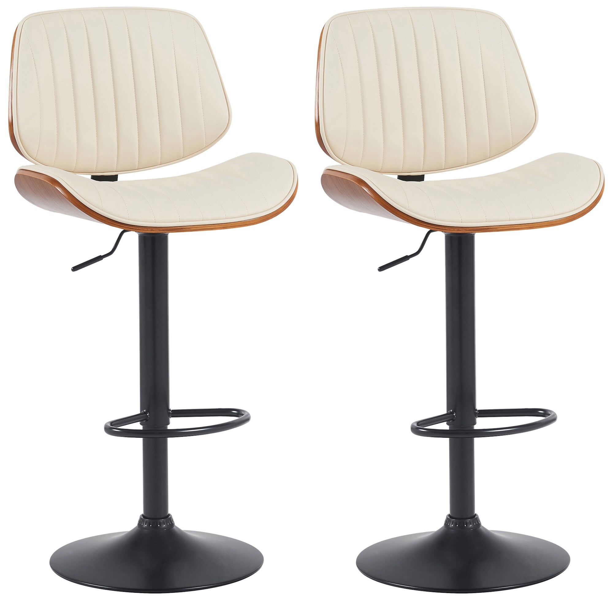 CLP 2er Set Barhocker Clawson Kunstlederbezug I Barstuhl mit Bugholzrahmen h&ouml;henverstellbar und drehbar I mit R&uuml;ckenlehne und Fu&szlig;st&uuml;tze - Bild 1