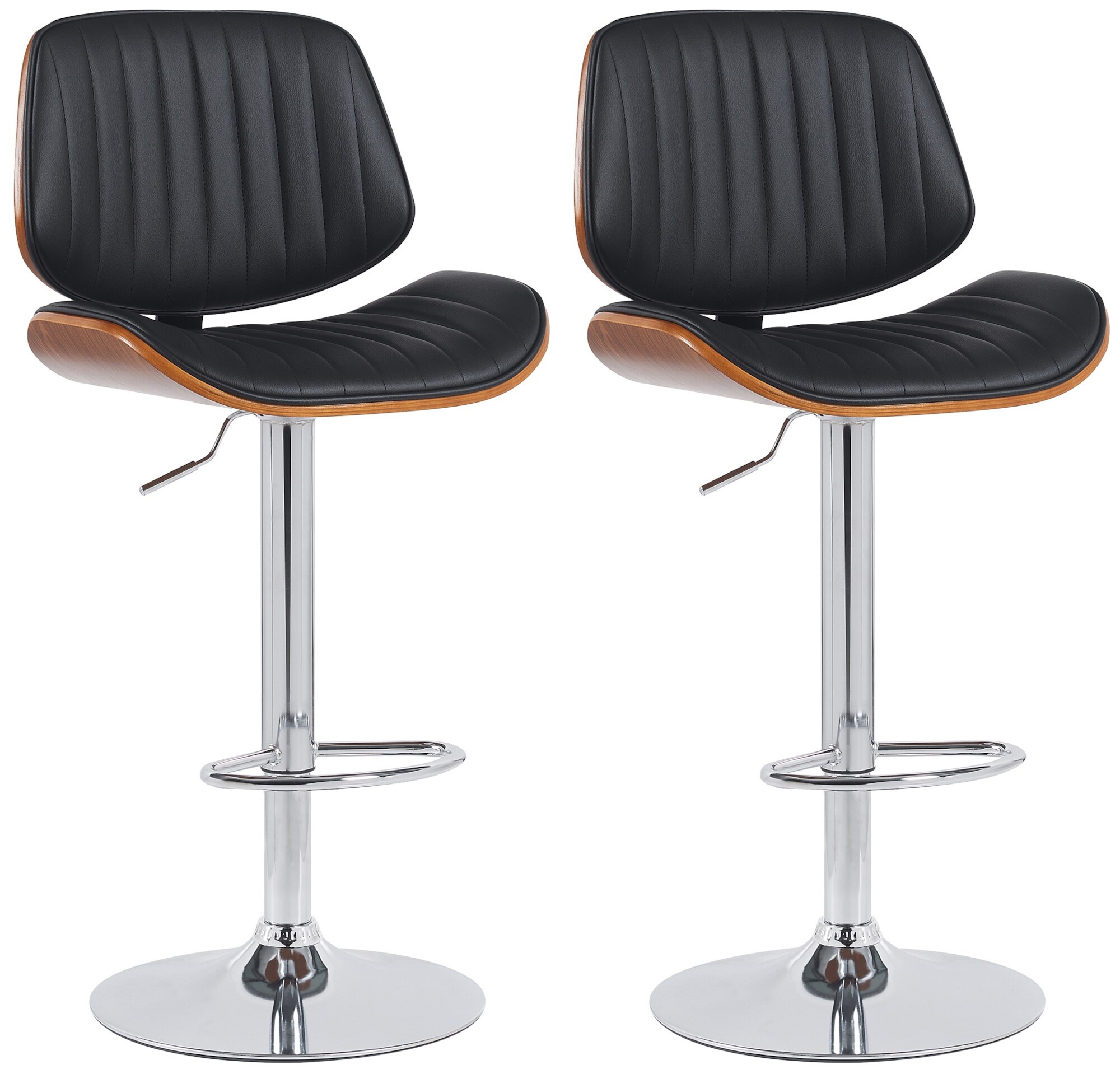 CLP 2er Set Barhocker Clawson Kunstlederbezug I Barstuhl mit Bugholzrahmen h&ouml;henverstellbar und drehbar I mit R&uuml;ckenlehne und Fu&szlig;st&uuml;tze - Bild 1
