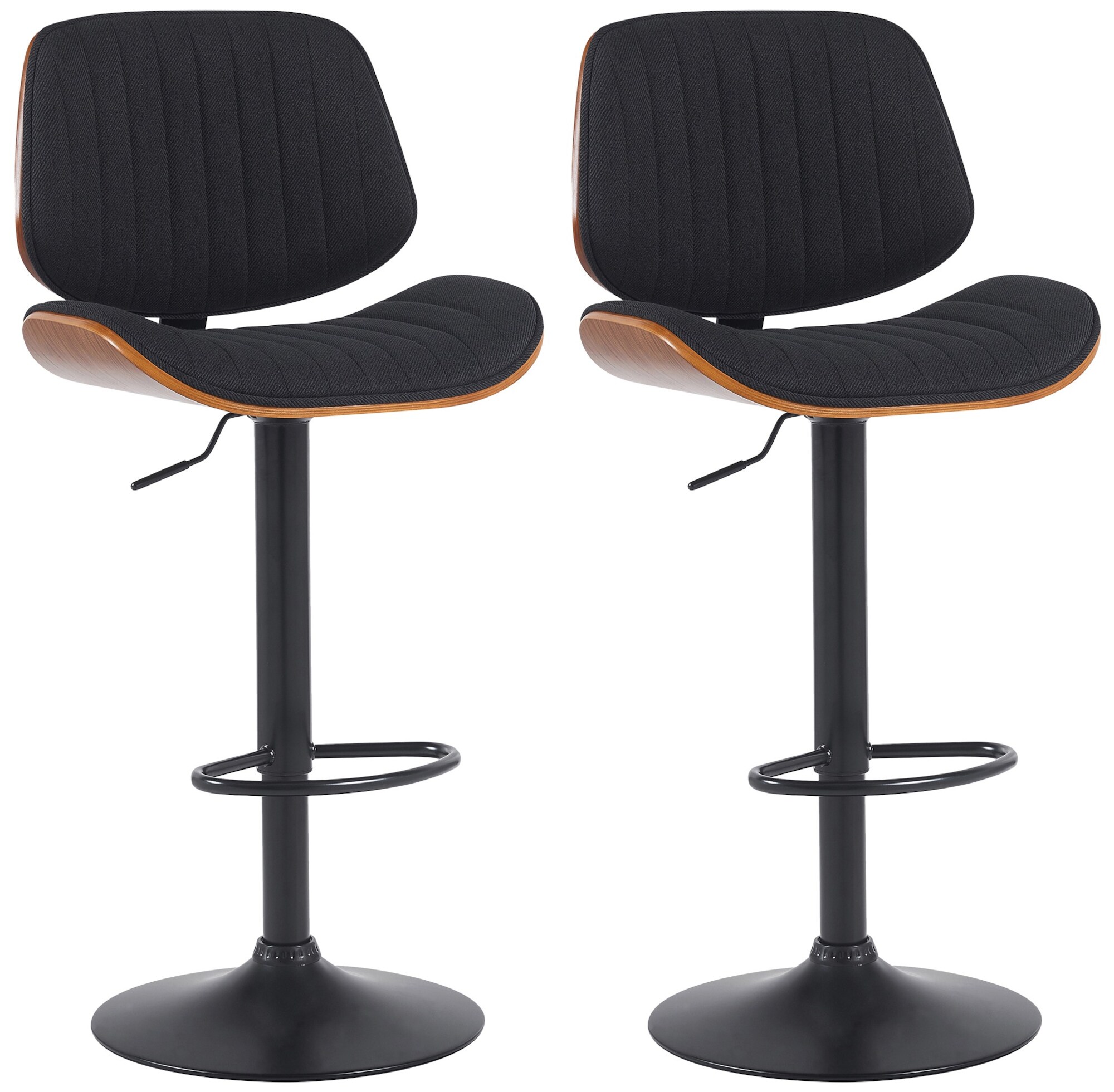 CLP 2er Set Barhocker Clawson Stoffbezug I Barstuhl mit Bugholzrahmen h&ouml;henverstellbar und drehbar I mit R&uuml;ckenlehne und Fu&szlig;st&uuml;tze - Bild 1