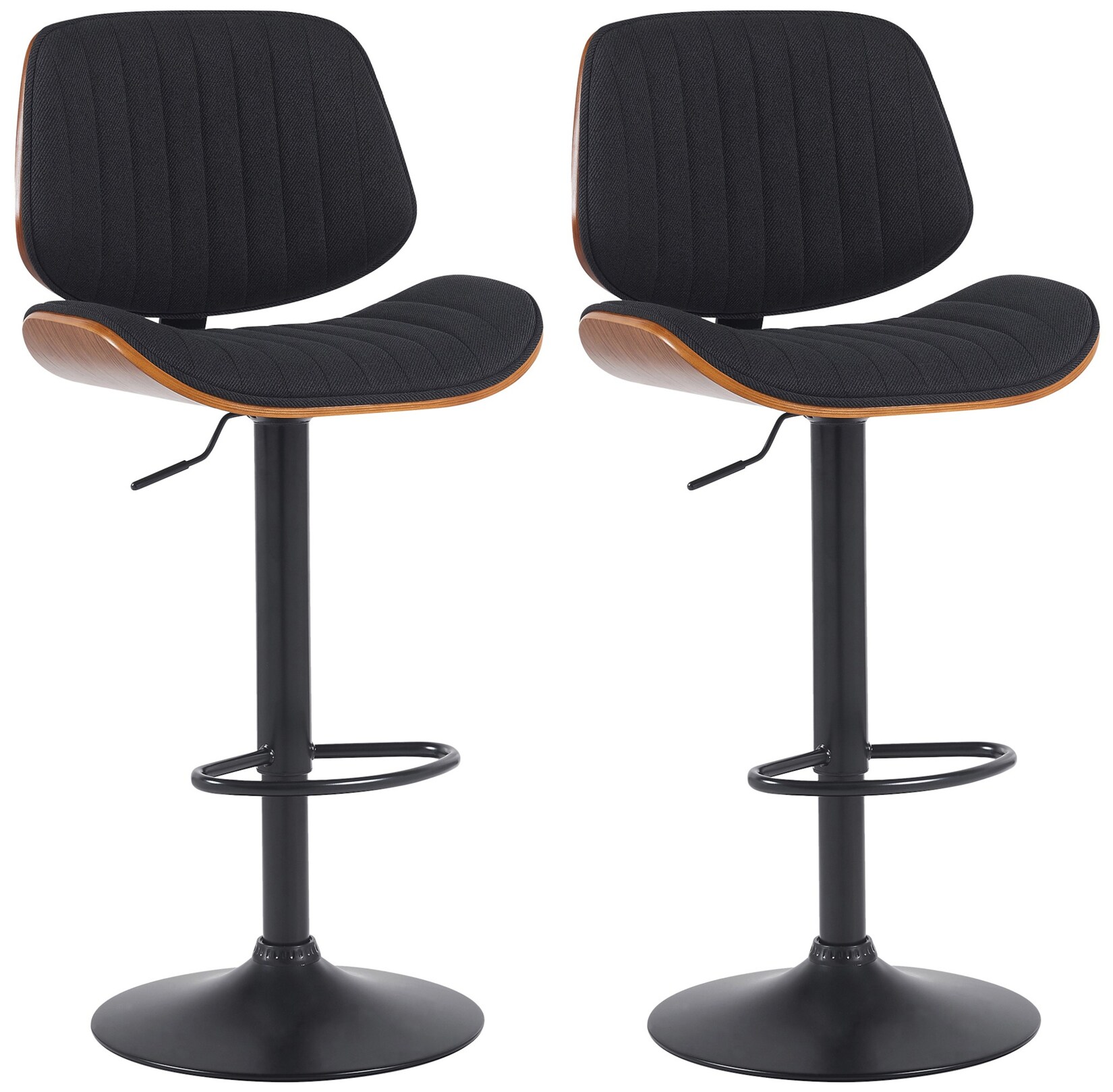 CLP 2er Set Barhocker Clawson Stoffbezug I Barstuhl mit Bugholzrahmen höhenverstellbar und drehbar I mit Rückenlehne und Fußstütze | 04255716362652