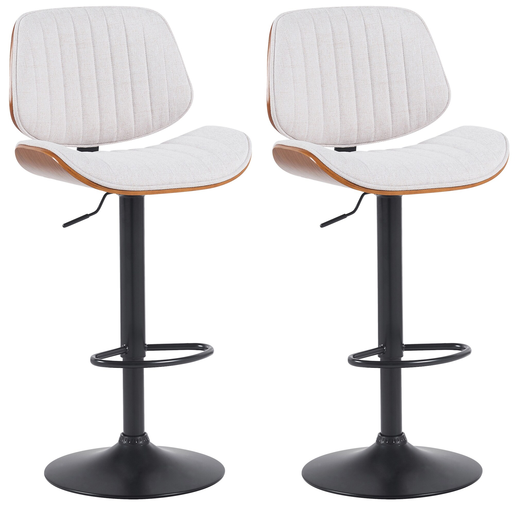 CLP 2er Set Barhocker Clawson Stoffbezug I Barstuhl mit Bugholzrahmen h&ouml;henverstellbar und drehbar I mit R&uuml;ckenlehne und Fu&szlig;st&uuml;tze - Bild 1
