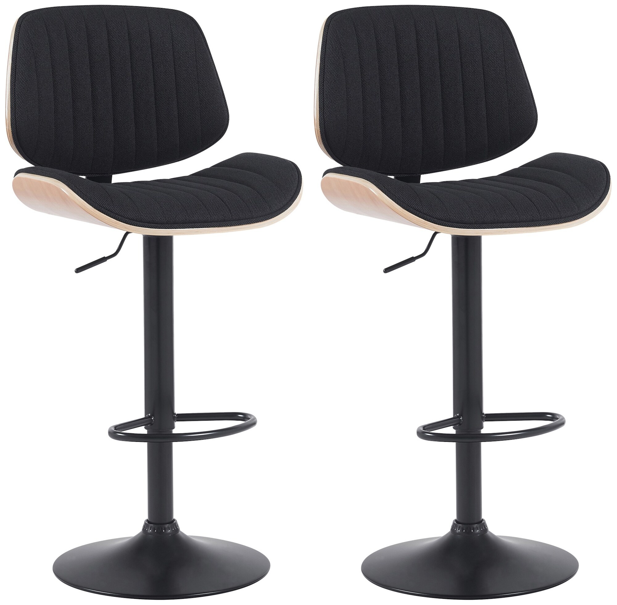 CLP 2er Set Barhocker Clawson Stoffbezug I Barstuhl mit Bugholzrahmen h&ouml;henverstellbar und drehbar I mit R&uuml;ckenlehne und Fu&szlig;st&uuml;tze - Bild 1