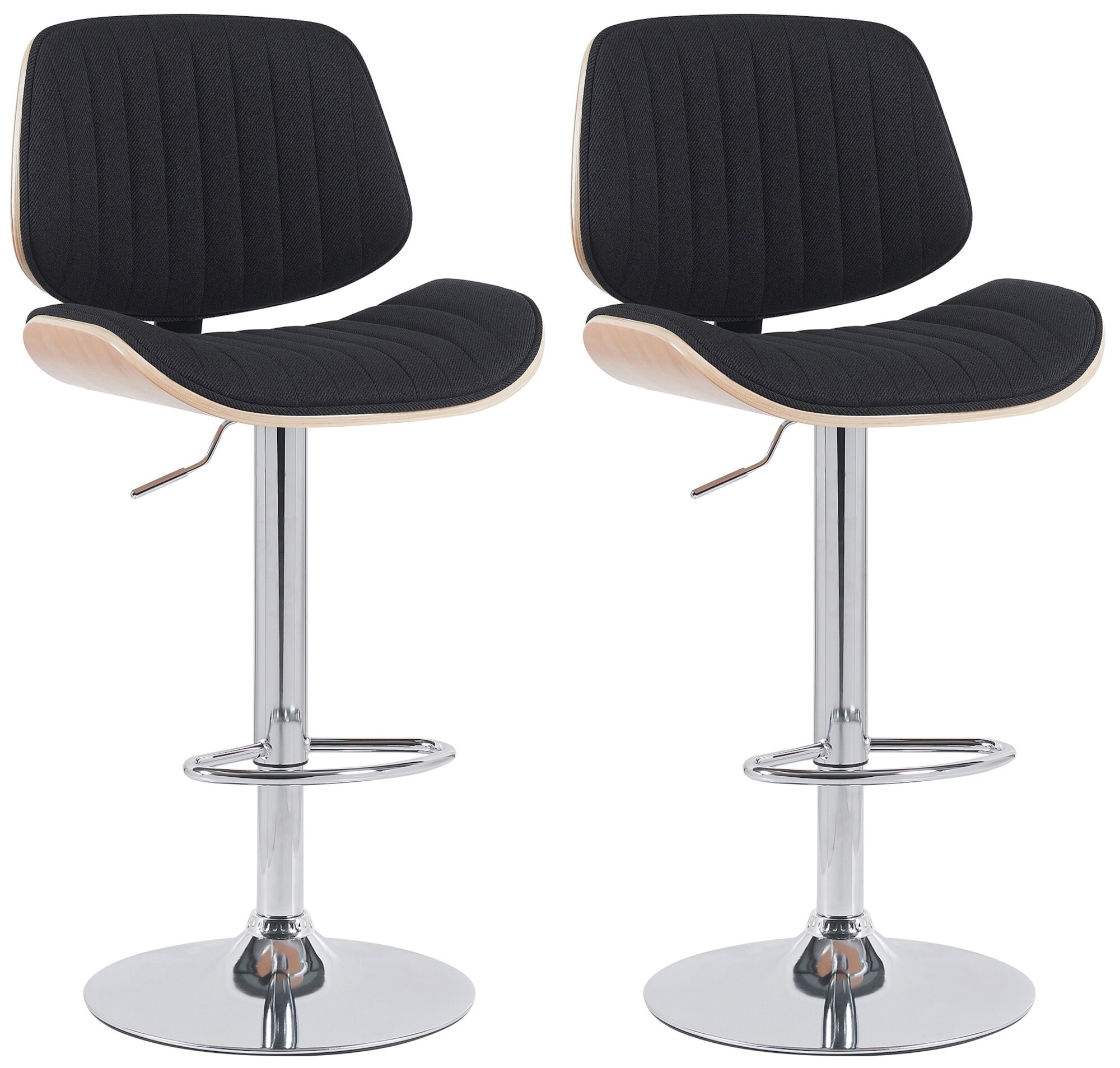 CLP 2er Set Barhocker Clawson Stoffbezug I Barstuhl mit Bugholzrahmen h&ouml;henverstellbar und drehbar I mit R&uuml;ckenlehne und Fu&szlig;st&uuml;tze - Bild 1