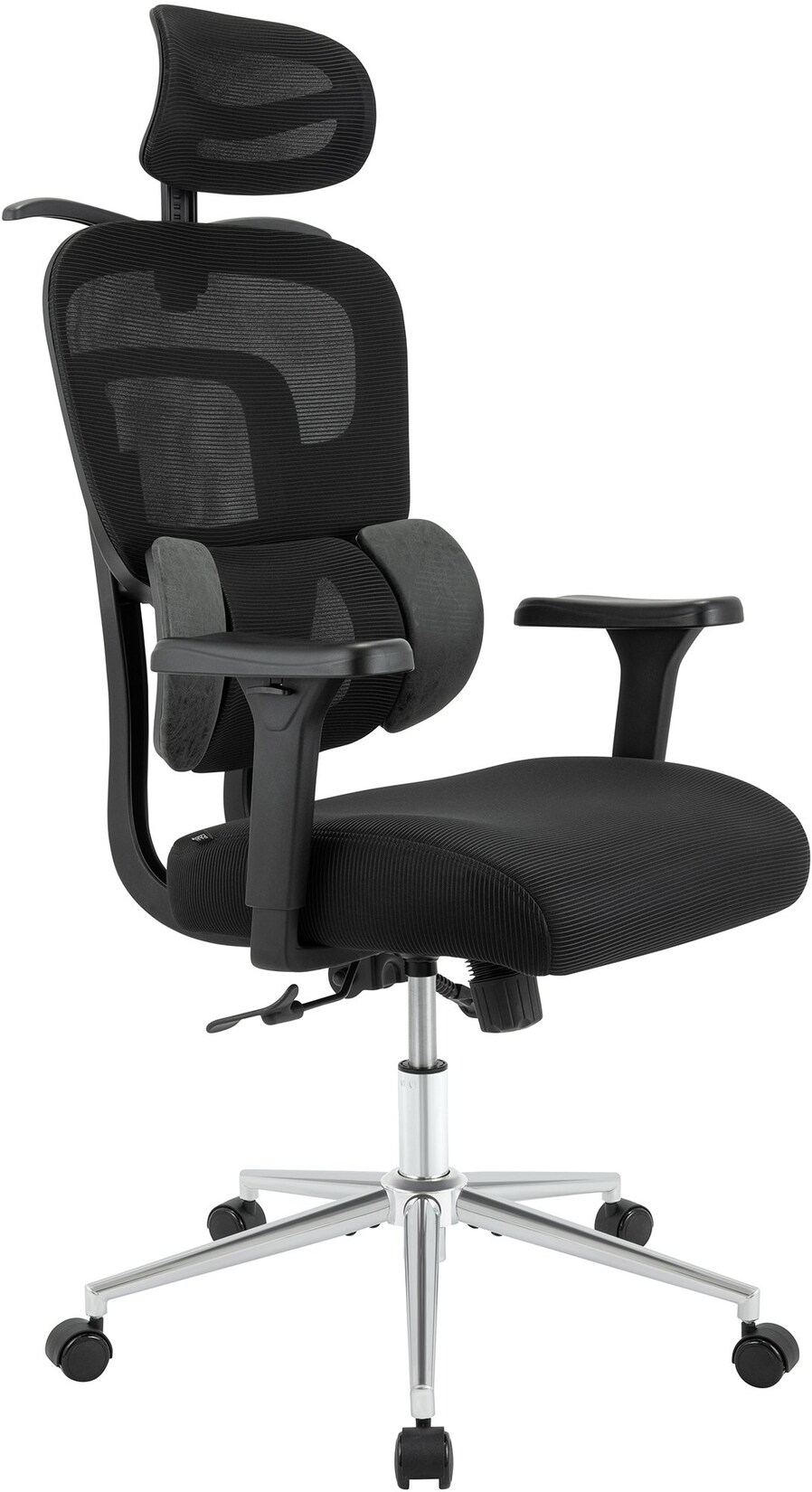 CLP Bürostuhl ergonomisch mit Kopfstütze Lothenda, Schreibtischstuhl höhenverstellbar Lordosenstütze 3D-Armlehnen, Drehstuhl bis 150 kg
