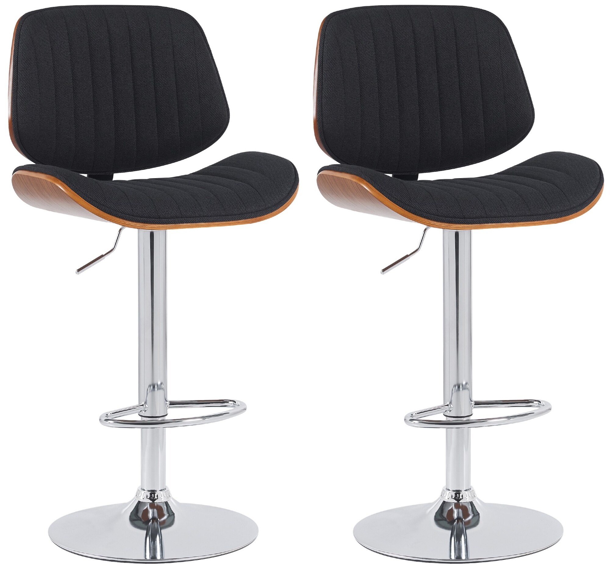 CLP 2er Set Barhocker Clawson Stoffbezug I Barstuhl mit Bugholzrahmen h&ouml;henverstellbar und drehbar I mit R&uuml;ckenlehne und Fu&szlig;st&uuml;tze - Bild 1