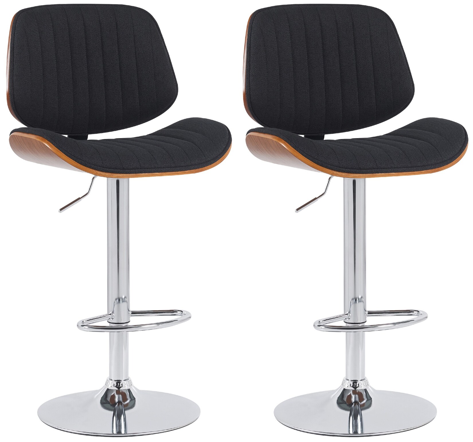 CLP 2er Set Barhocker Clawson Stoffbezug I Barstuhl mit Bugholzrahmen höhenverstellbar und drehbar I mit Rückenlehne und Fußstütze | 04255716362799
