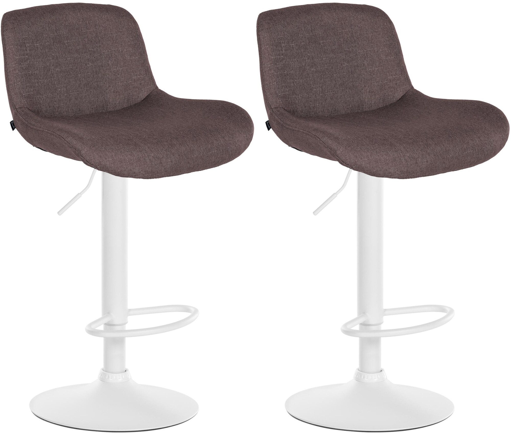 CLP 2er Set Barhocker Solon Wei&szlig; I Samtbezug oder Stoffbezug I Barstuhl h&ouml;henverstellbar und drehbar I gepolsterter Tresenhocker mit R&uuml;ckenlehne - Bild 1