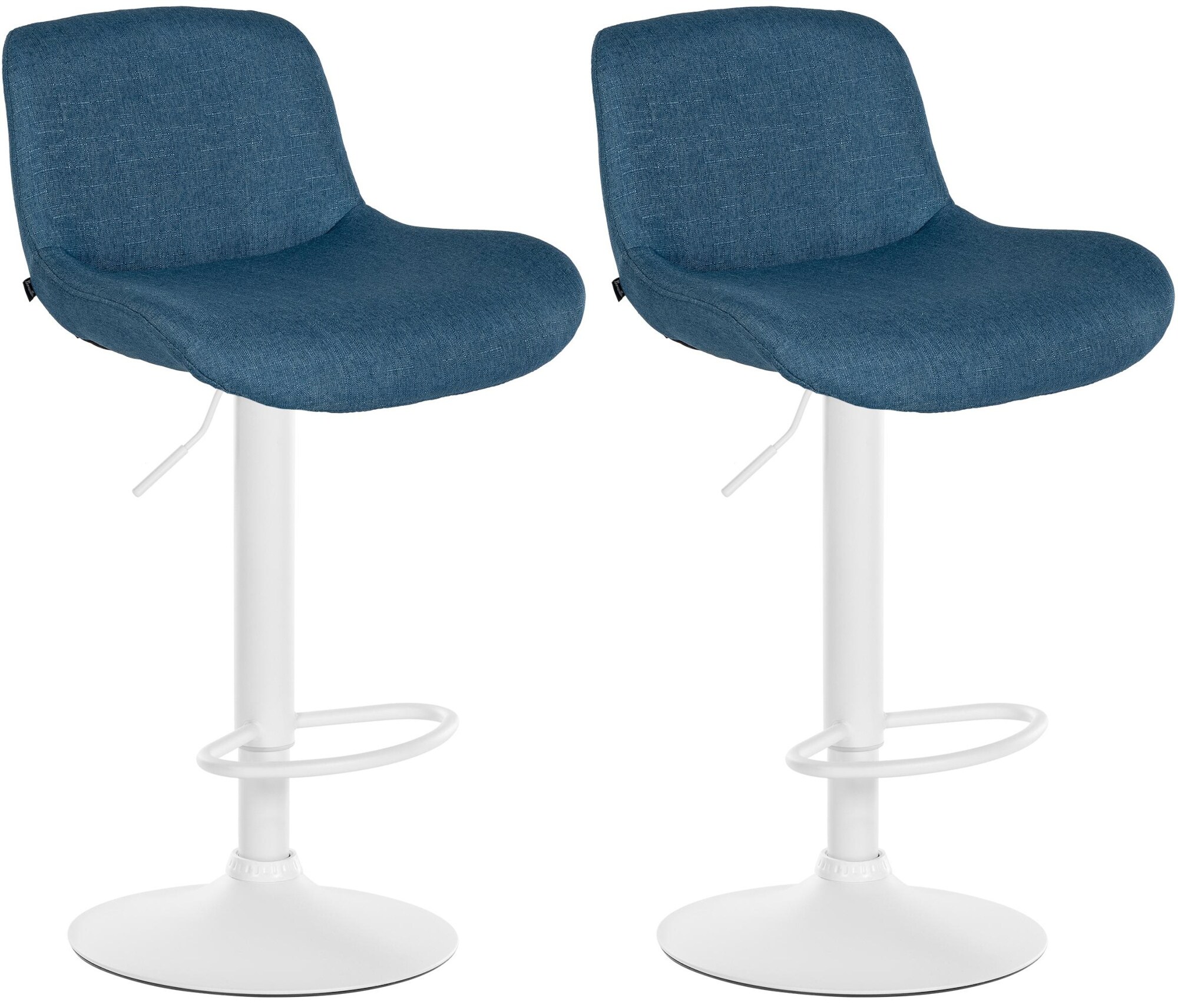 CLP 2er Set Barhocker Solon Wei&szlig; I Samtbezug oder Stoffbezug I Barstuhl h&ouml;henverstellbar und drehbar I gepolsterter Tresenhocker mit R&uuml;ckenlehne - Bild 1