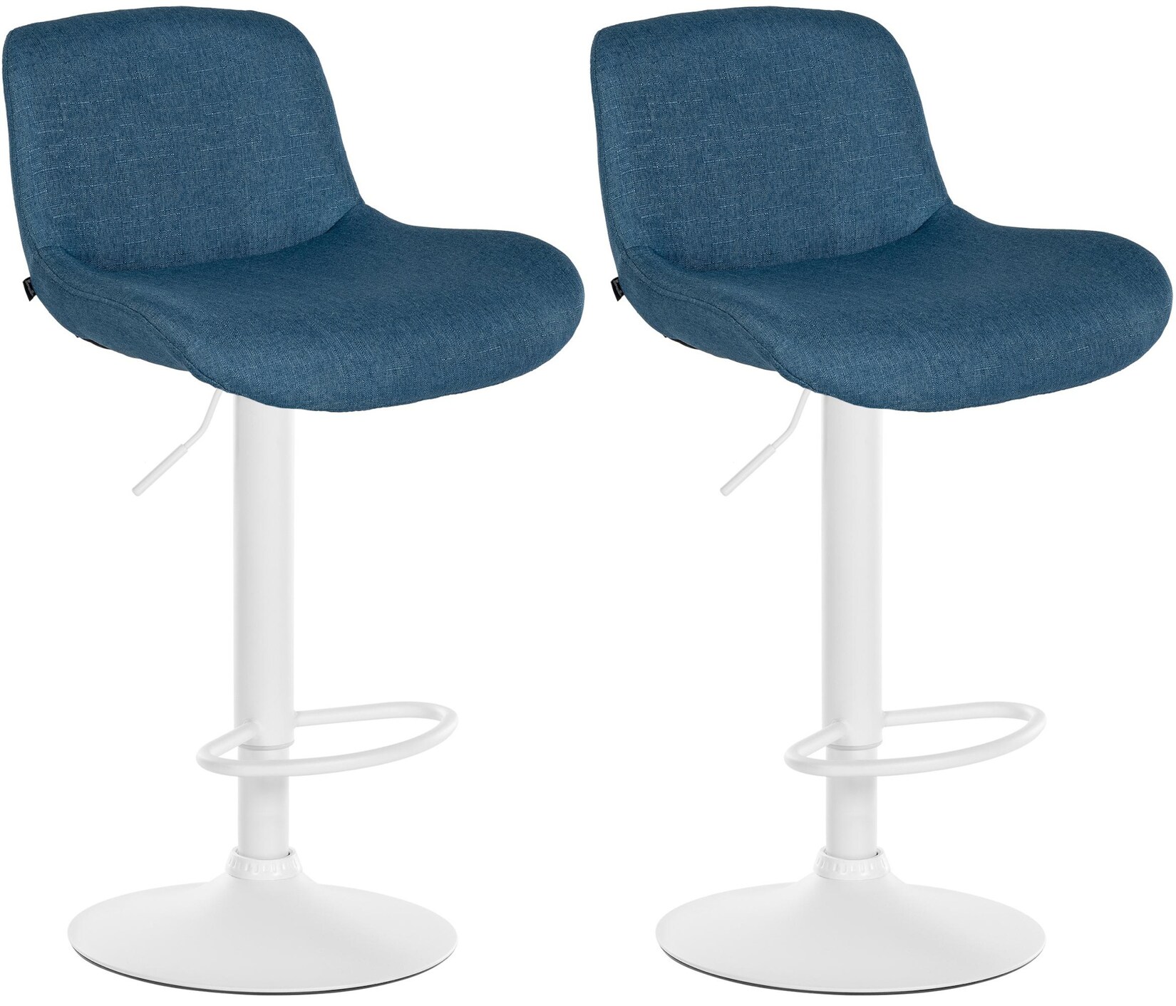 CLP 2er Set Barhocker Solon Weiß I Samtbezug oder Stoffbezug I Barstuhl höhenverstellbar und drehbar I gepolsterter Tresenhocker mit Rückenlehne | 04255716362836