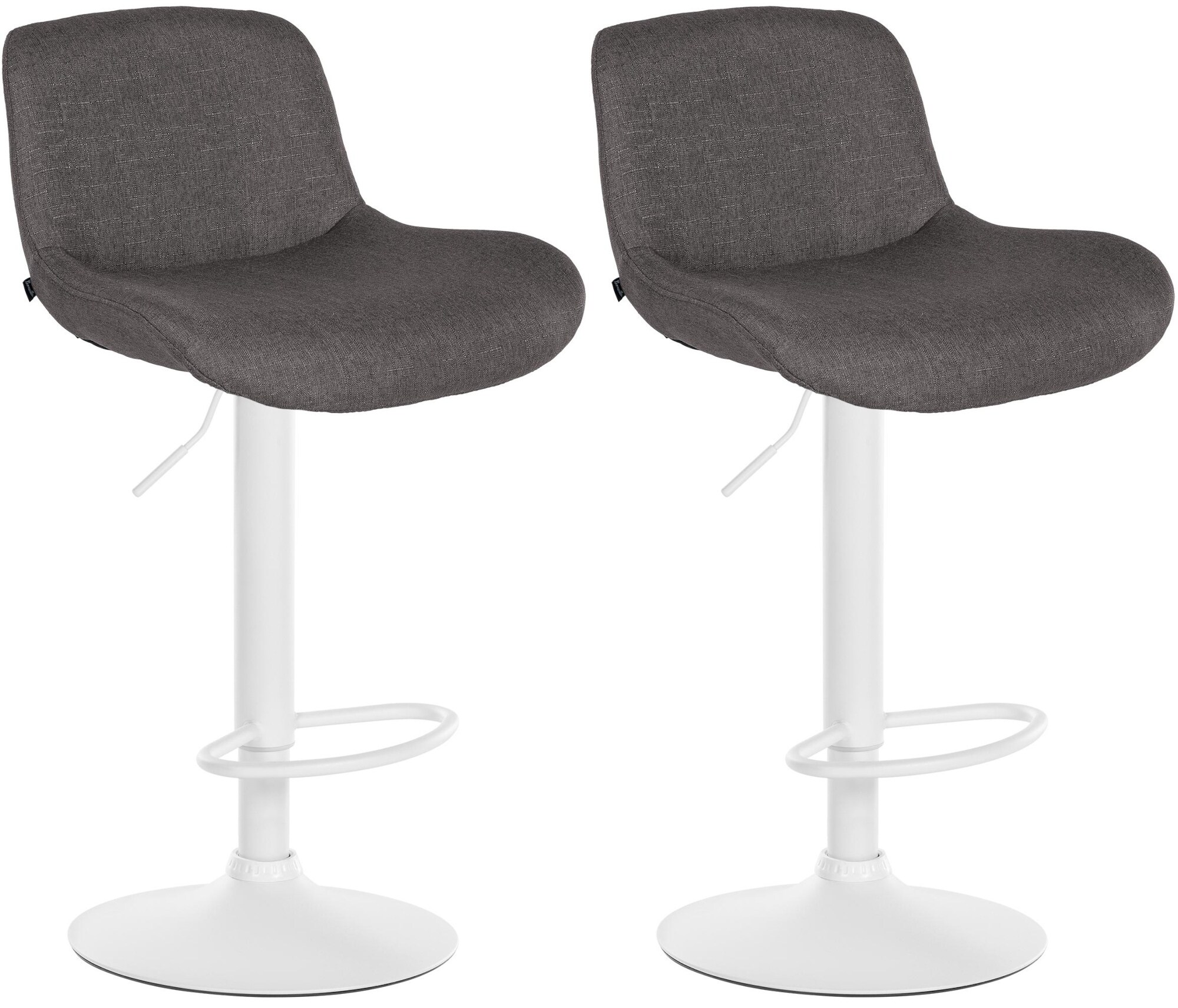 CLP 2er Set Barhocker Solon Wei&szlig; I Samtbezug oder Stoffbezug I Barstuhl h&ouml;henverstellbar und drehbar I gepolsterter Tresenhocker mit R&uuml;ckenlehne - Bild 1
