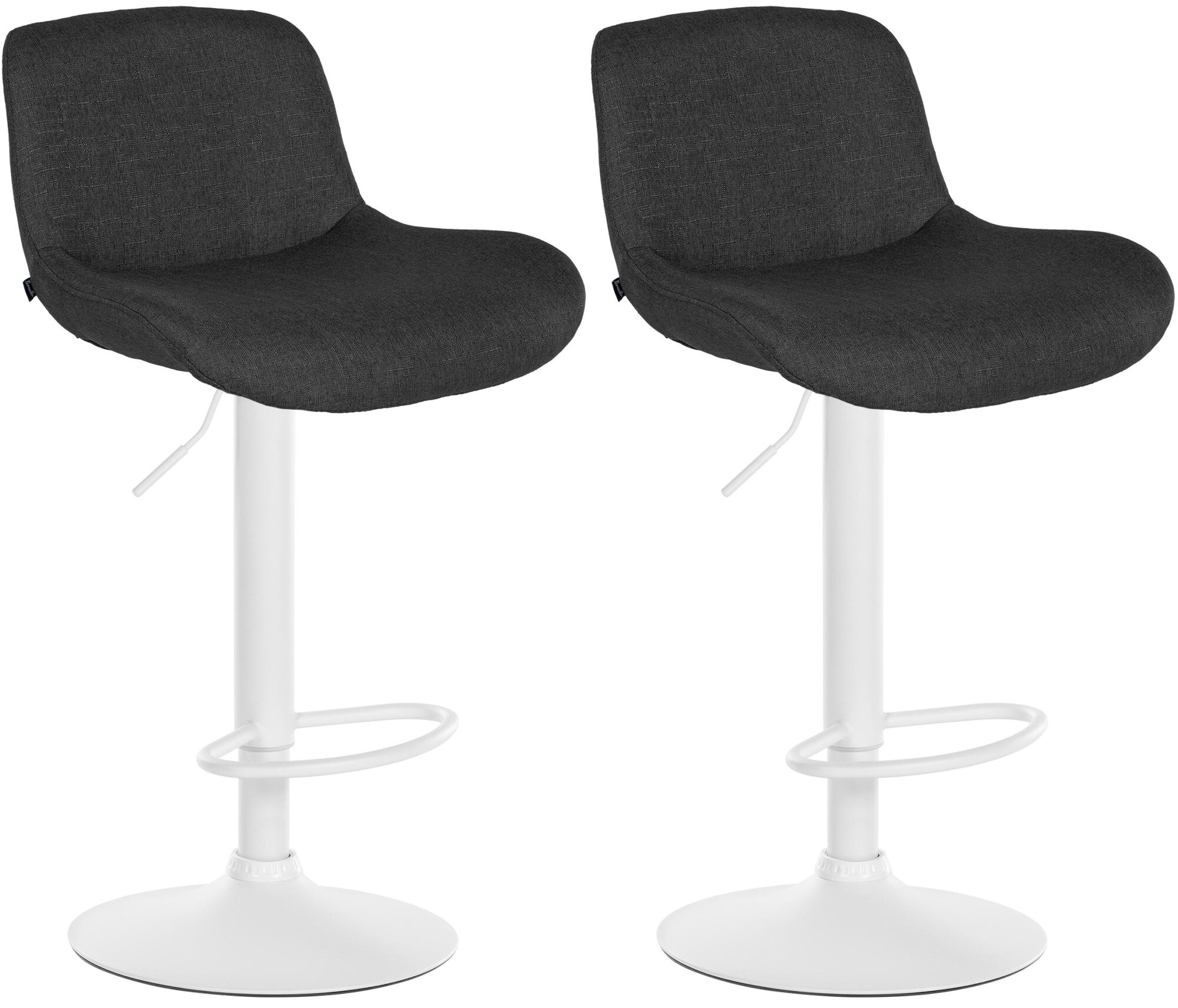 CLP 2er Set Barhocker Solon Wei&szlig; I Samtbezug oder Stoffbezug I Barstuhl h&ouml;henverstellbar und drehbar I gepolsterter Tresenhocker mit R&uuml;ckenlehne - Bild 1