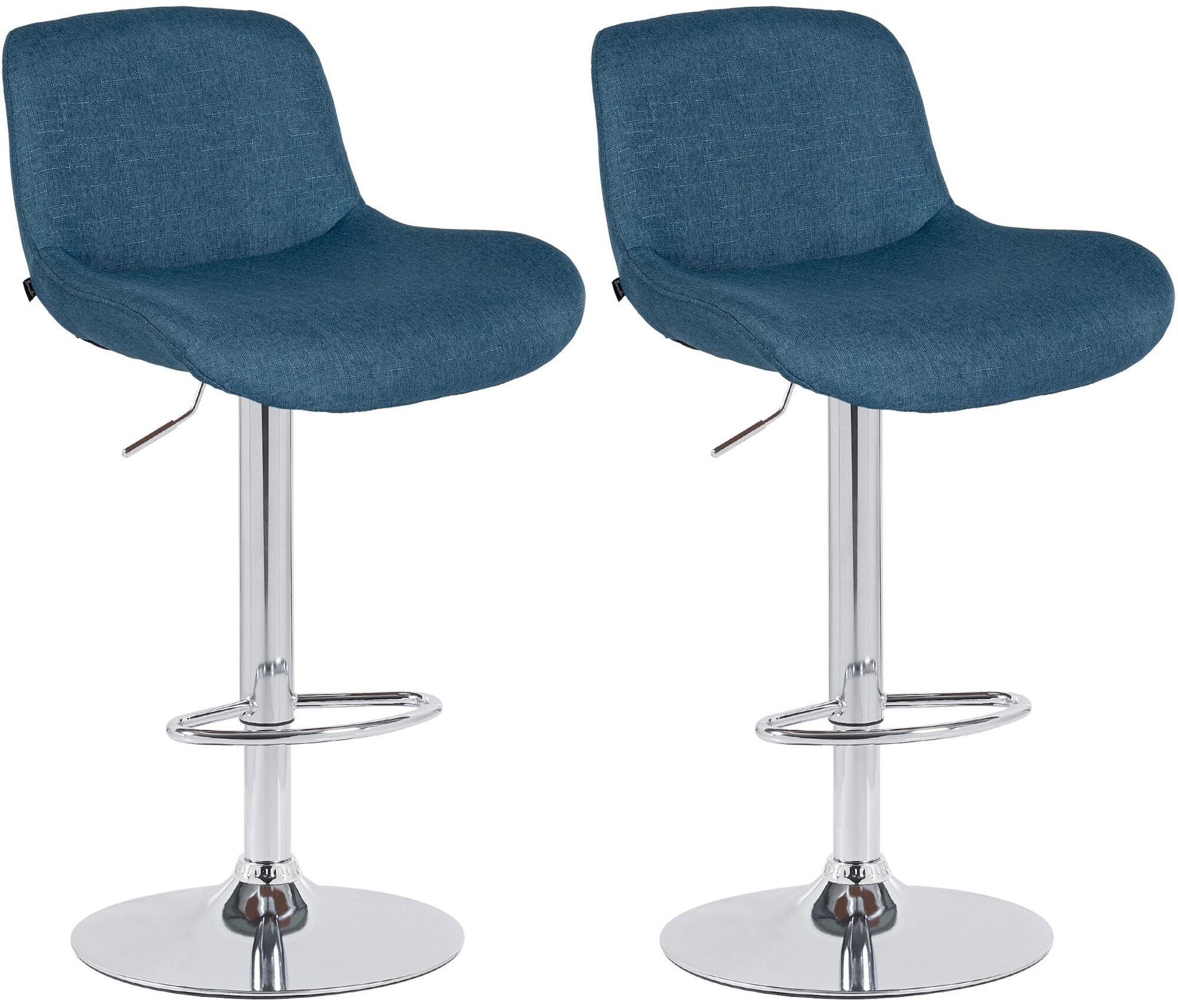 CLP 2er Set Barhocker Solon Chrom I Samtbezug oder Stoffbezug I Barstuhl h&ouml;henverstellbar und drehbar I gepolsterter Tresenhocker mit R&uuml;ckenlehn - Bild 1