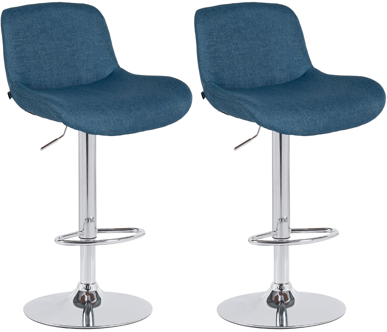 CLP 2er Set Barhocker Solon Chrom I Samtbezug oder Stoffbezug I Barstuhl höhenverstellbar und drehbar I gepolsterter Tresenhocker mit …