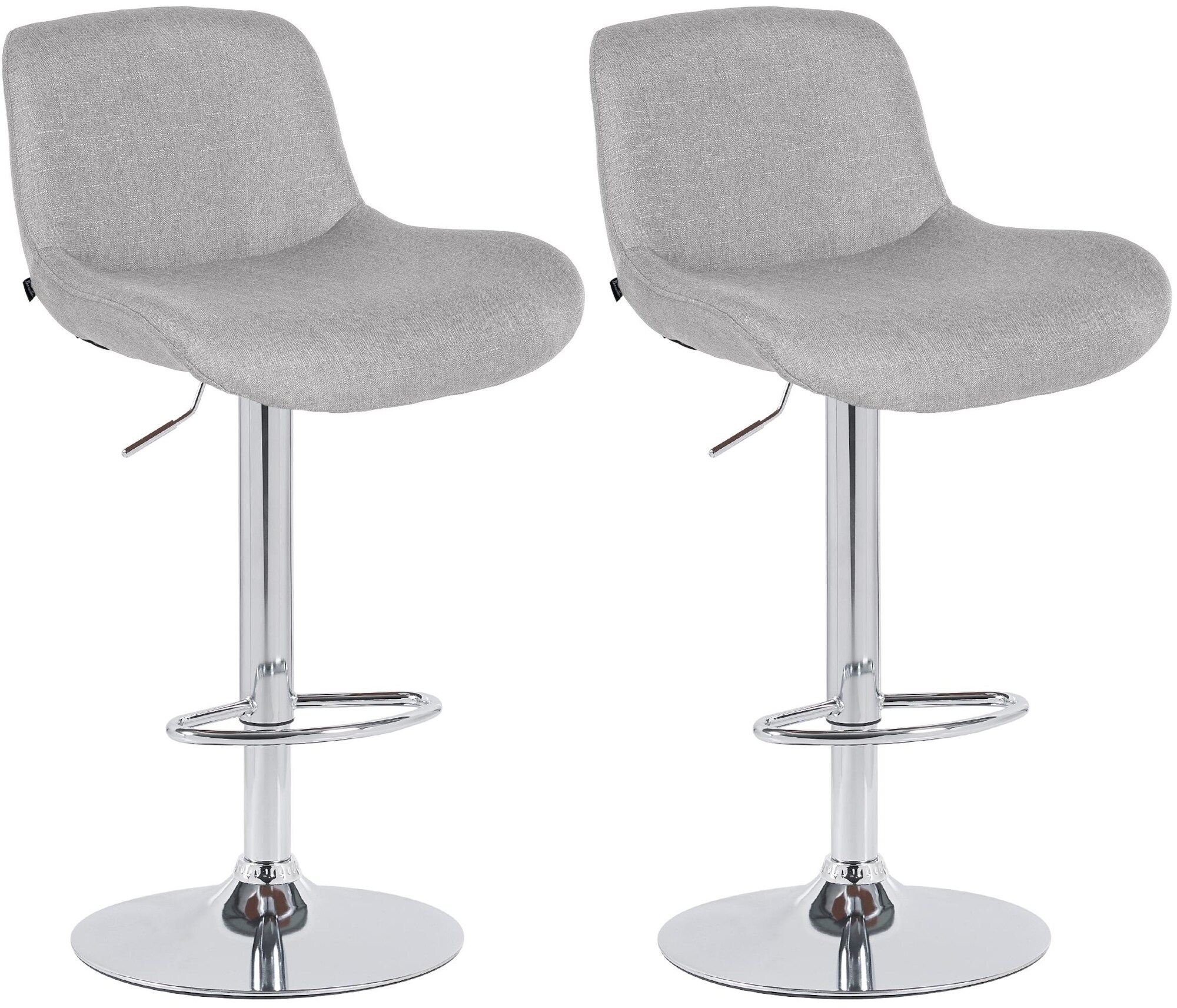 CLP 2er Set Barhocker Solon Chrom I Samtbezug oder Stoffbezug I Barstuhl h&ouml;henverstellbar und drehbar I gepolsterter Tresenhocker mit R&uuml;ckenlehn - Bild 1